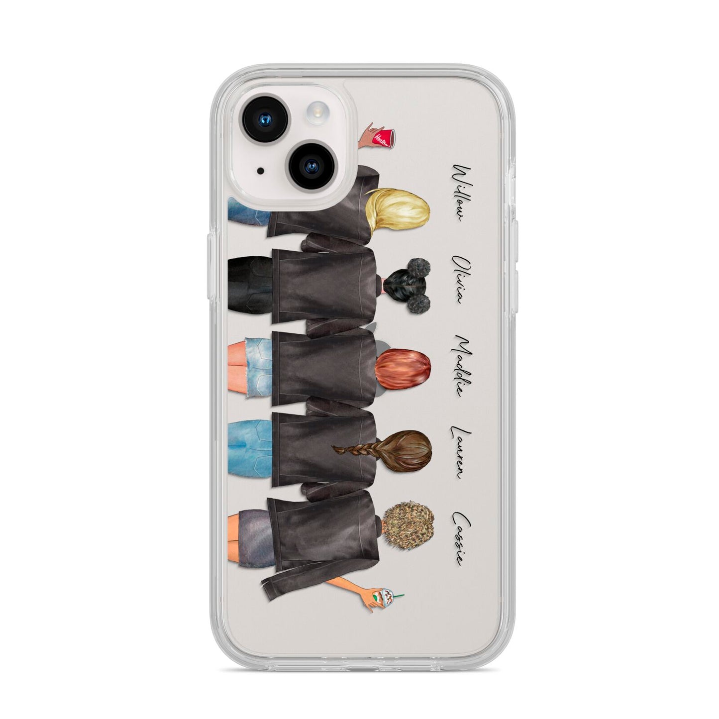 5 Best Friends with Names iPhone 14 Plus Clear Tough Case Starlight