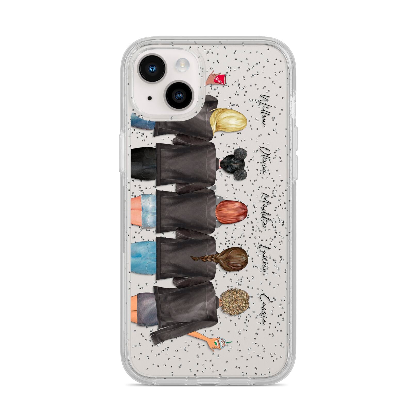 5 Best Friends with Names iPhone 14 Plus Glitter Tough Case Starlight