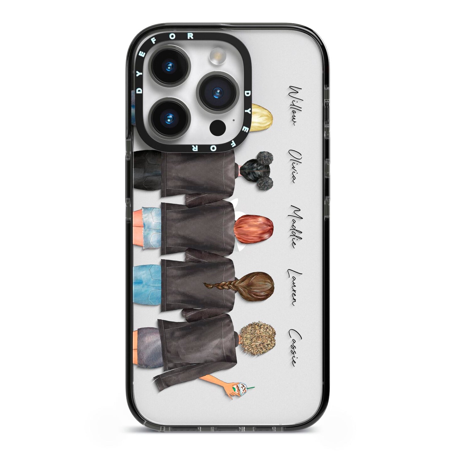 5 Best Friends with Names iPhone 14 Pro Black Impact Case on Silver phone