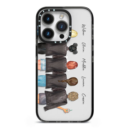 5 Best Friends with Names iPhone 14 Pro Black Impact Case on Silver phone