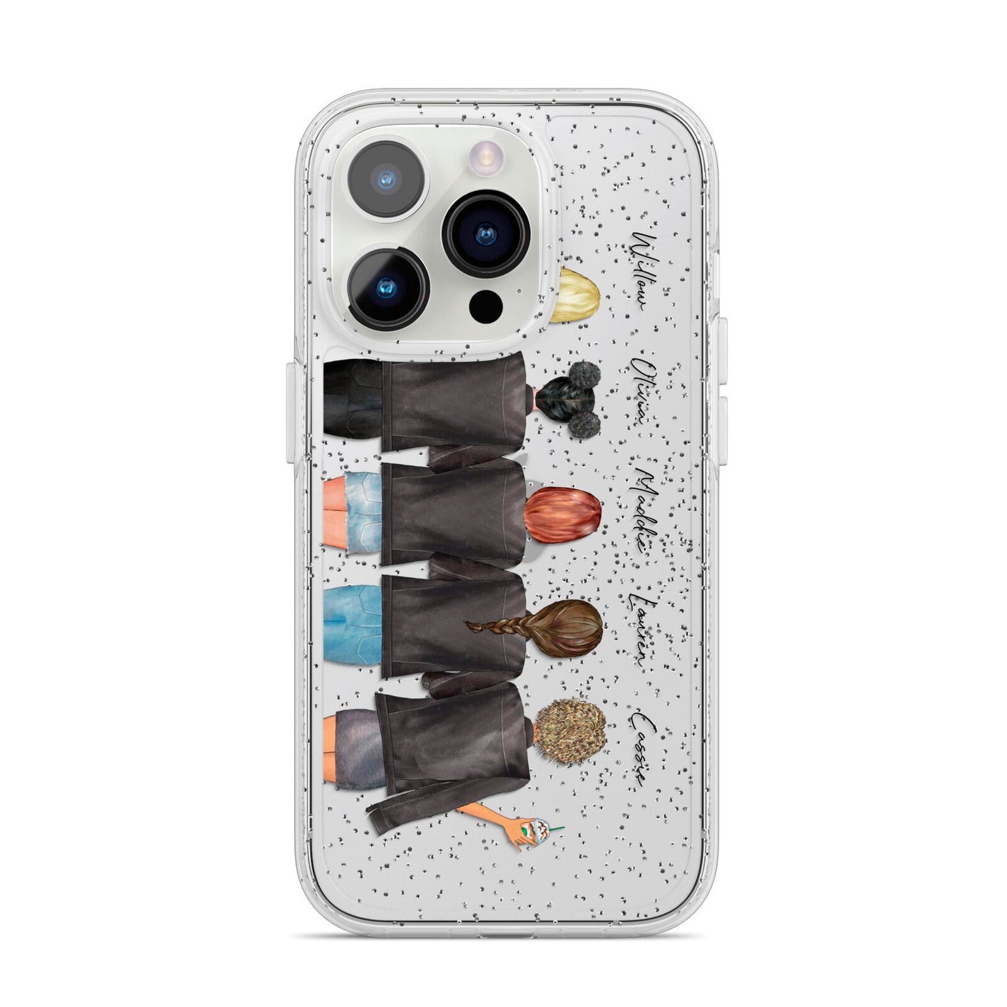 5 Best Friends with Names iPhone 14 Pro Glitter Tough Case Silver