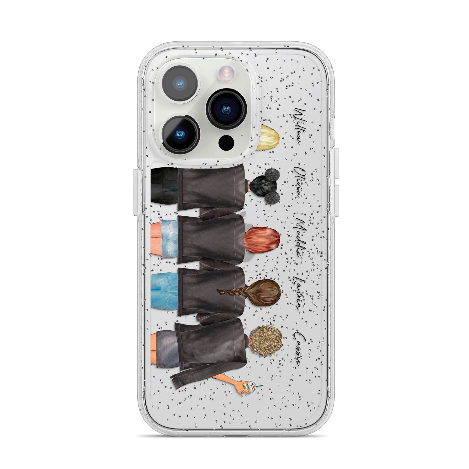 5 Best Friends with Names iPhone 14 Pro Glitter Tough Case Silver