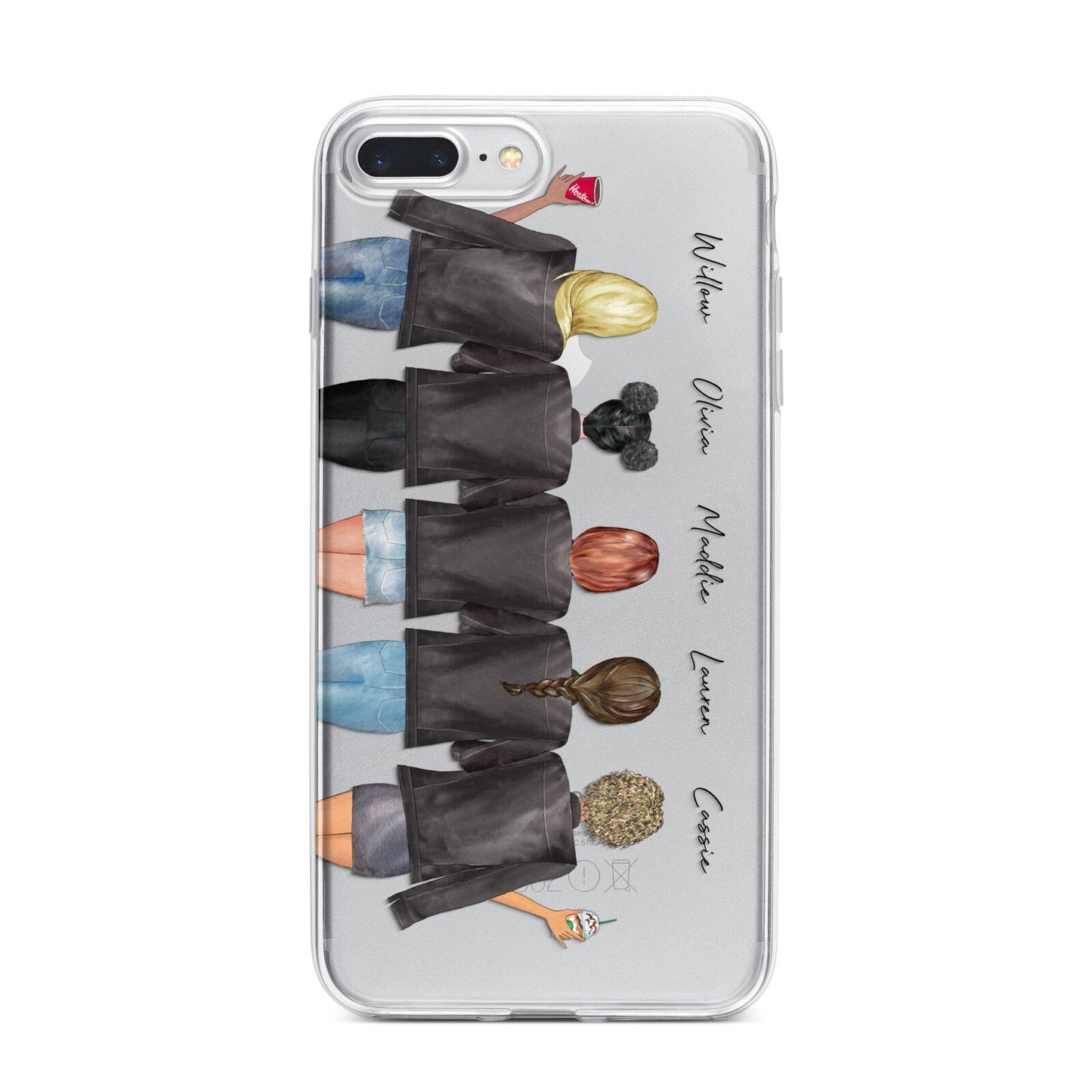 5 Best Friends with Names iPhone 7 Plus Bumper Case on Silver iPhone