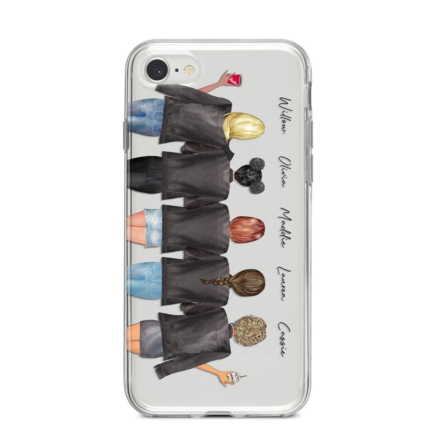 5 Best Friends with Names iPhone 8 Bumper Case on Silver iPhone