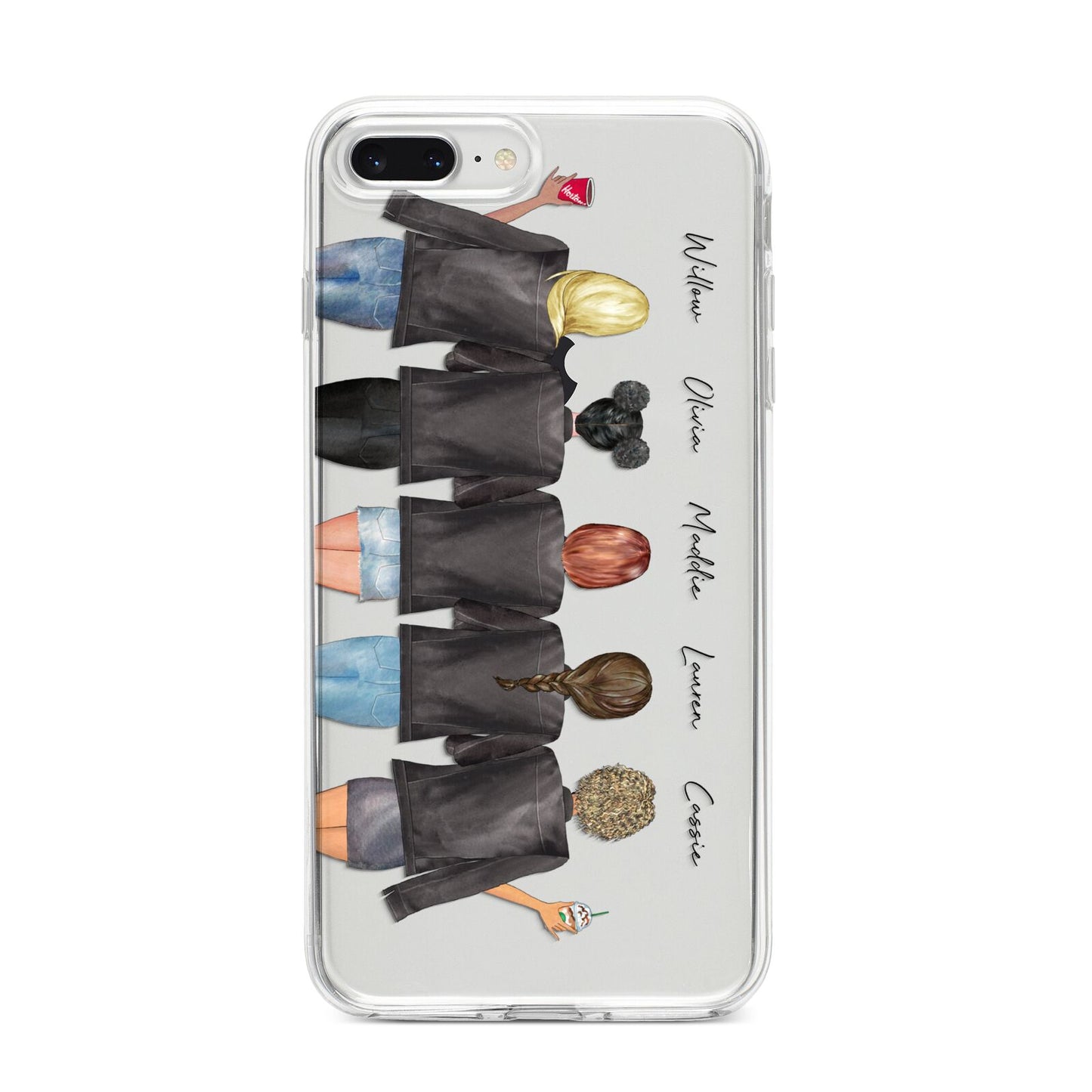 5 Best Friends with Names iPhone 8 Plus Bumper Case on Silver iPhone