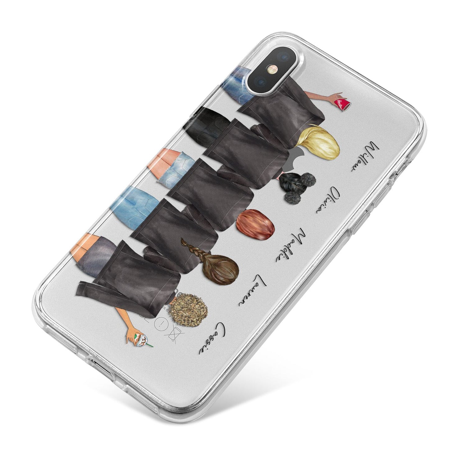 5 Best Friends with Names iPhone X Bumper Case on Silver iPhone