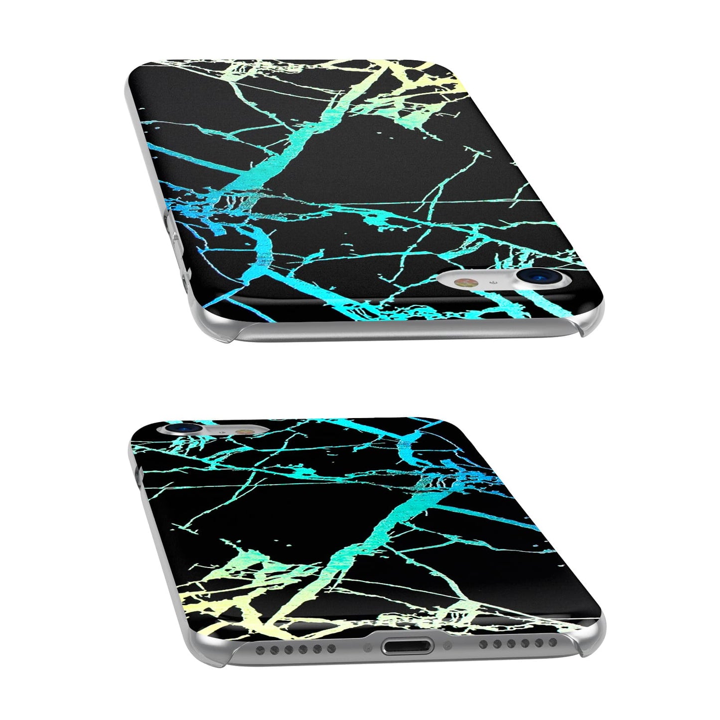 Holographic Veins Marble Black Apple iPhone Case