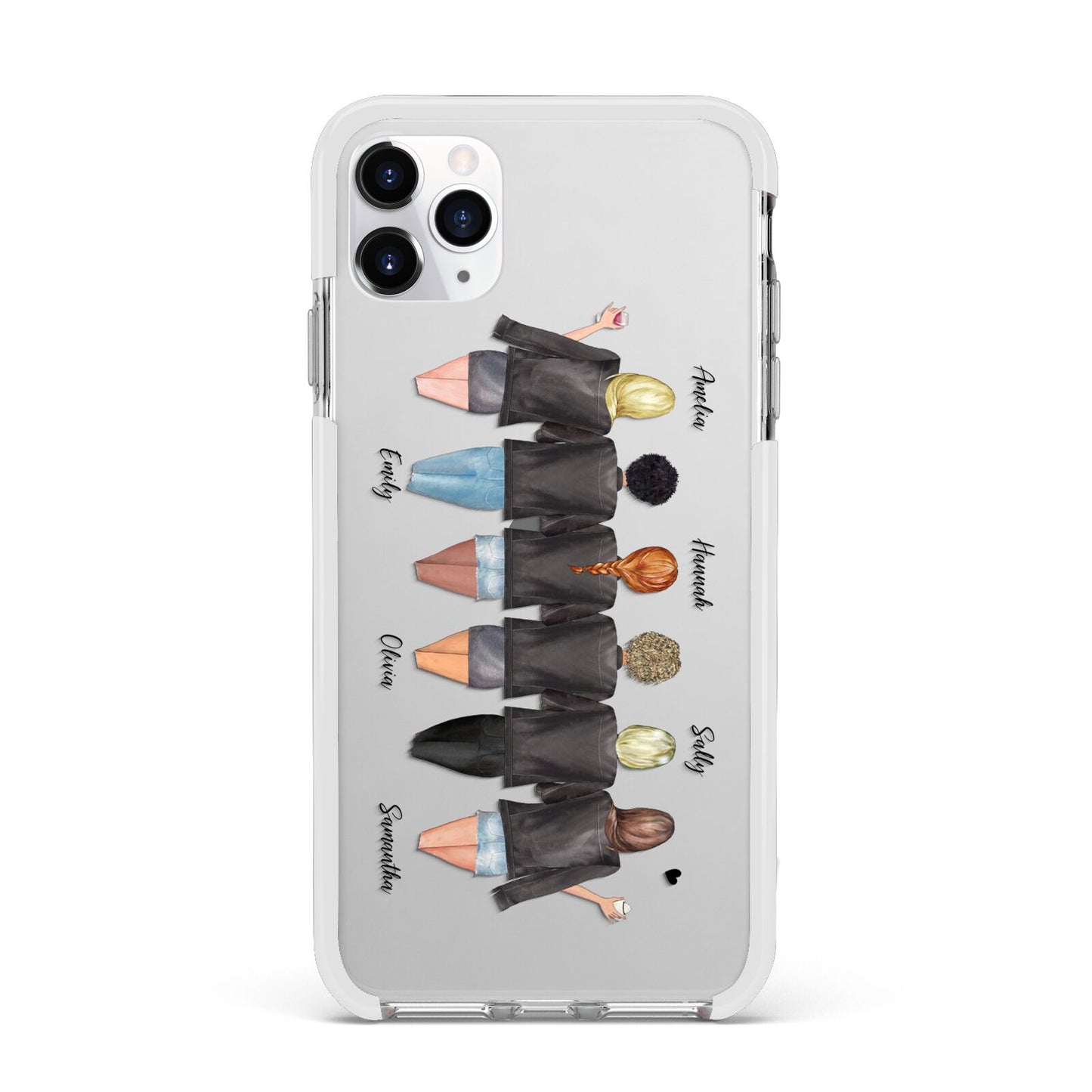 6 Best Friends with Names Apple iPhone 11 Pro Max in Silver with White Impact Case