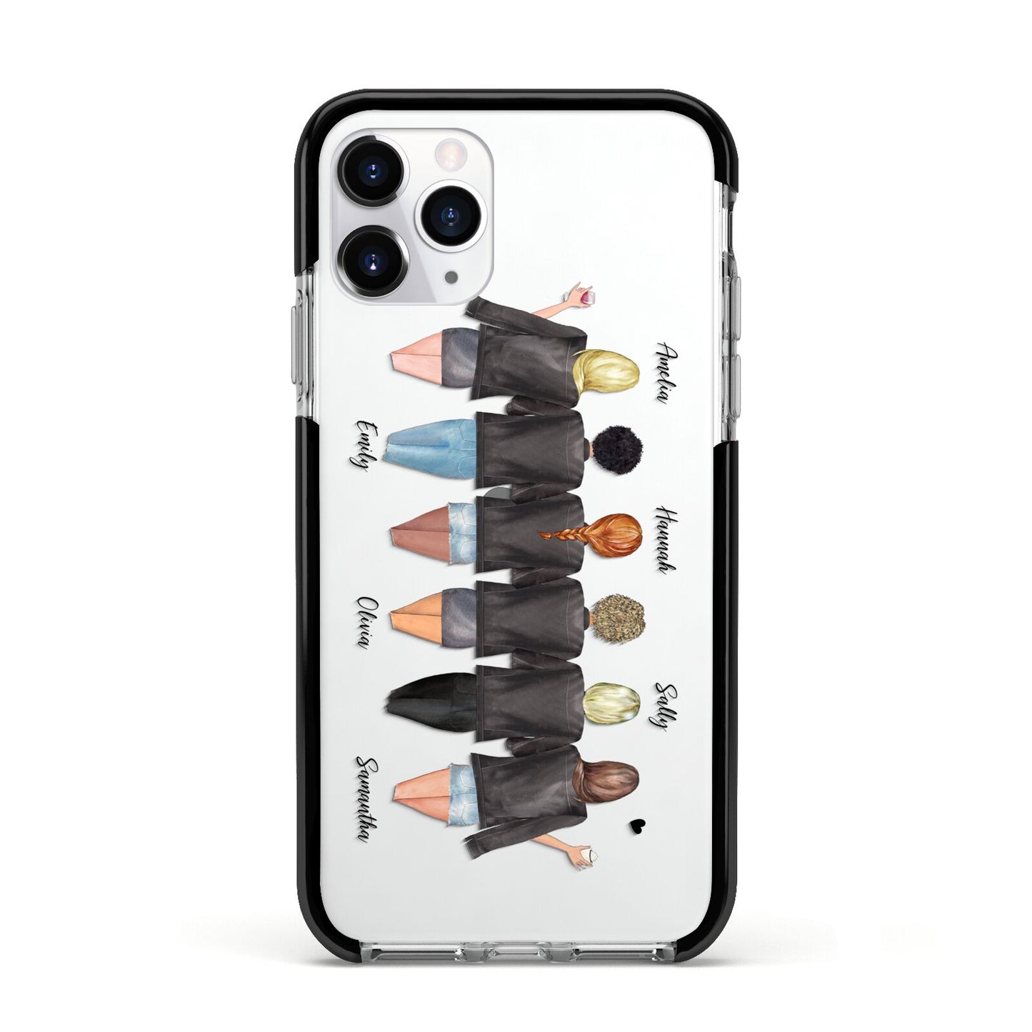 6 Best Friends with Names Apple iPhone 11 Pro in Silver with Black Impact Case