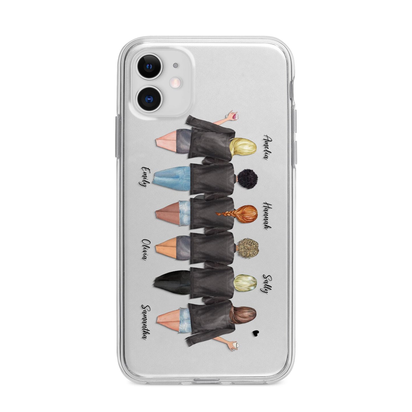 6 Best Friends with Names Apple iPhone 11 in White with Bumper Case