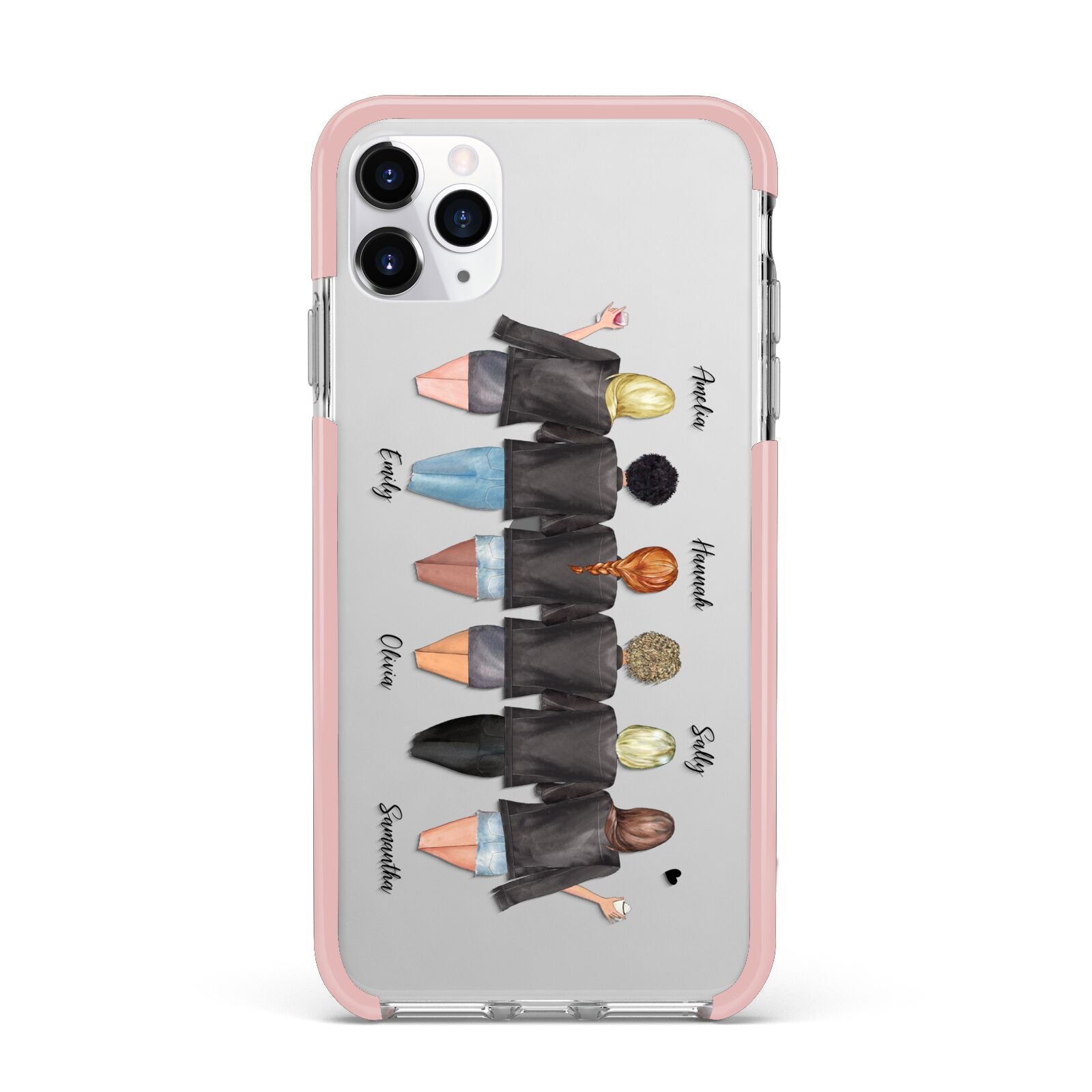 6 Best Friends with Names iPhone 11 Pro Max Impact Pink Edge Case