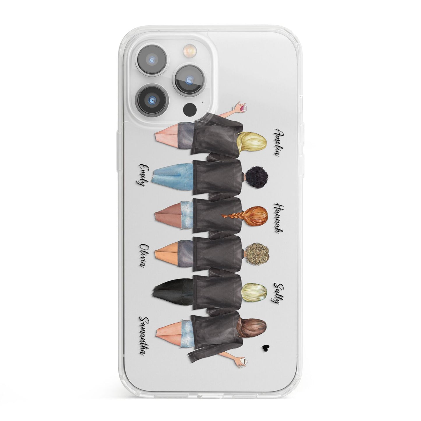 6 Best Friends with Names iPhone 13 Pro Max Clear Bumper Case