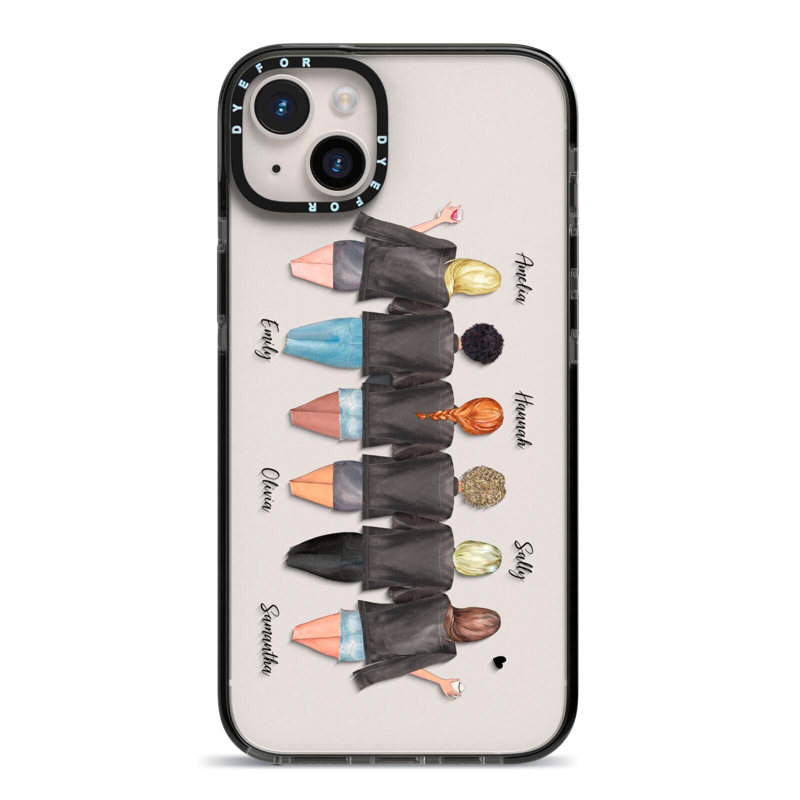 6 Best Friends with Names iPhone 14 Plus Black Impact Case on Silver phone