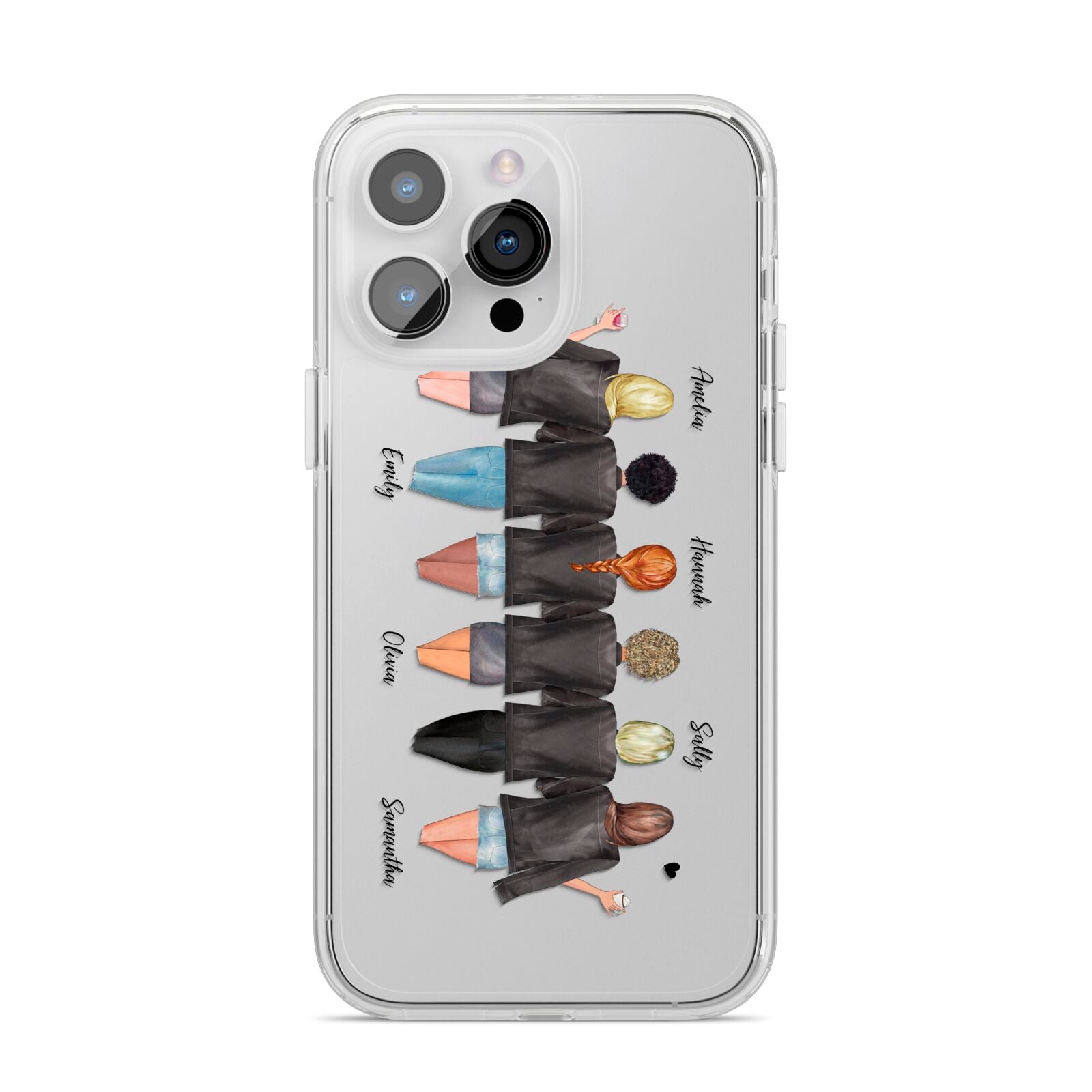 6 Best Friends with Names iPhone 14 Pro Max Clear Tough Case Silver