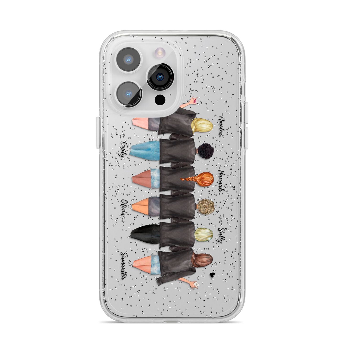 6 Best Friends with Names iPhone 14 Pro Max Glitter Tough Case Silver