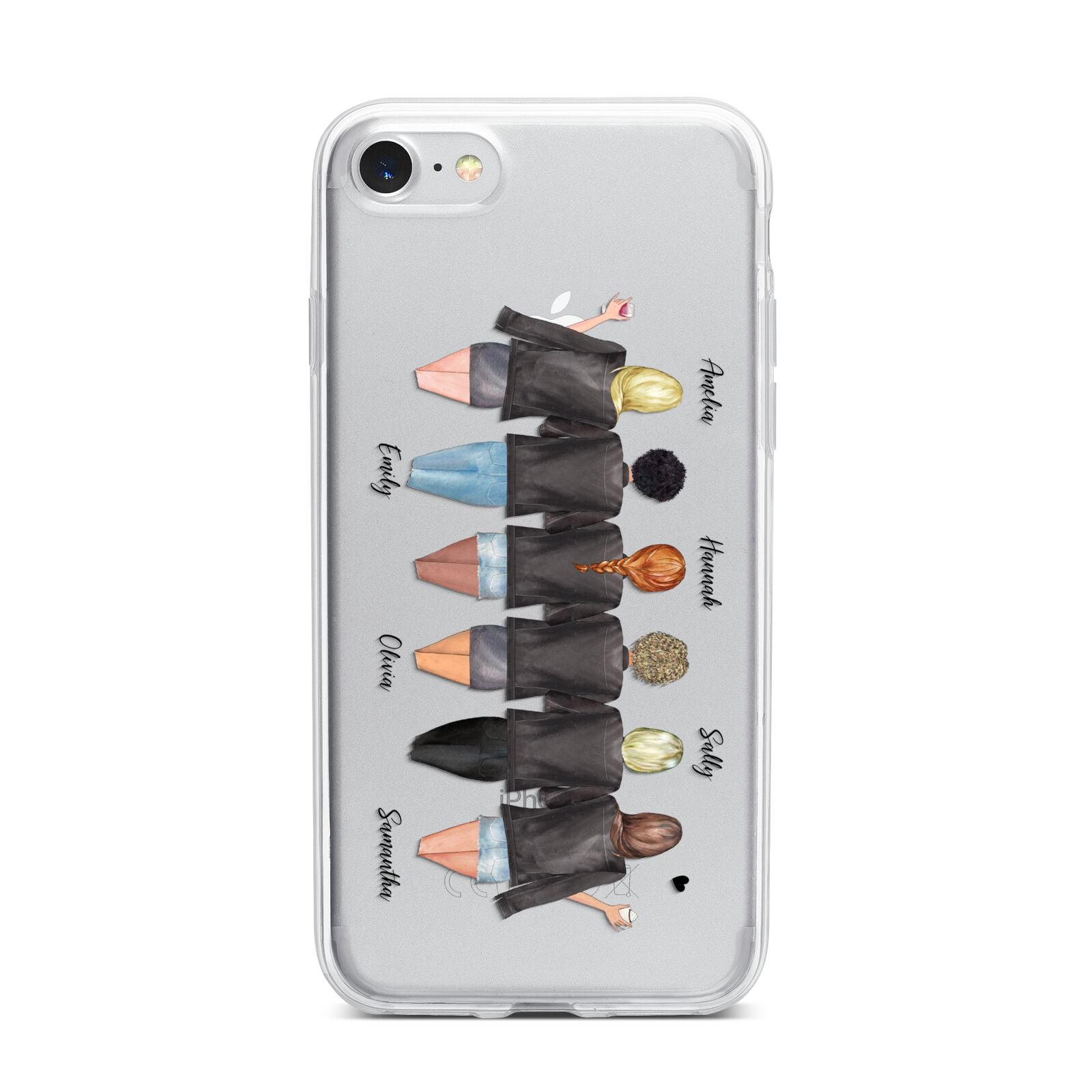 6 Best Friends with Names iPhone 7 Bumper Case on Silver iPhone