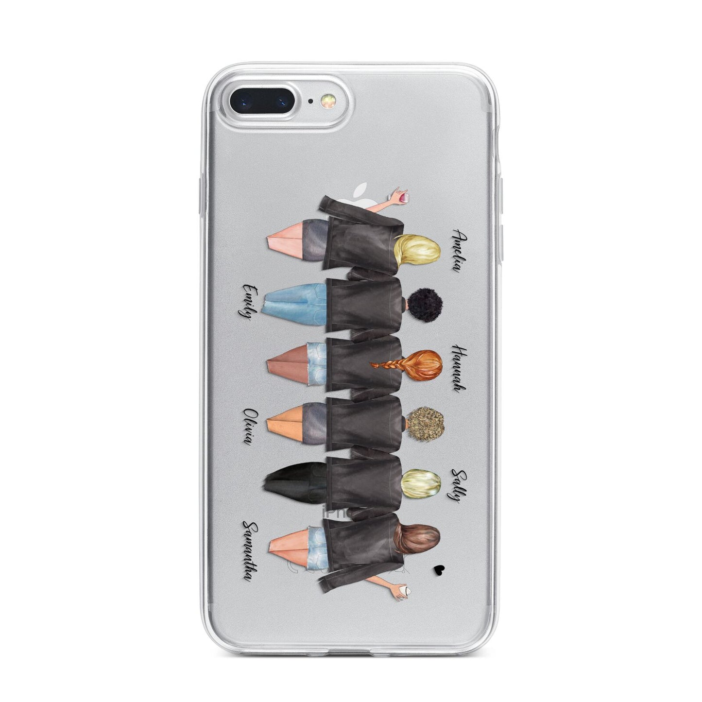 6 Best Friends with Names iPhone 7 Plus Bumper Case on Silver iPhone