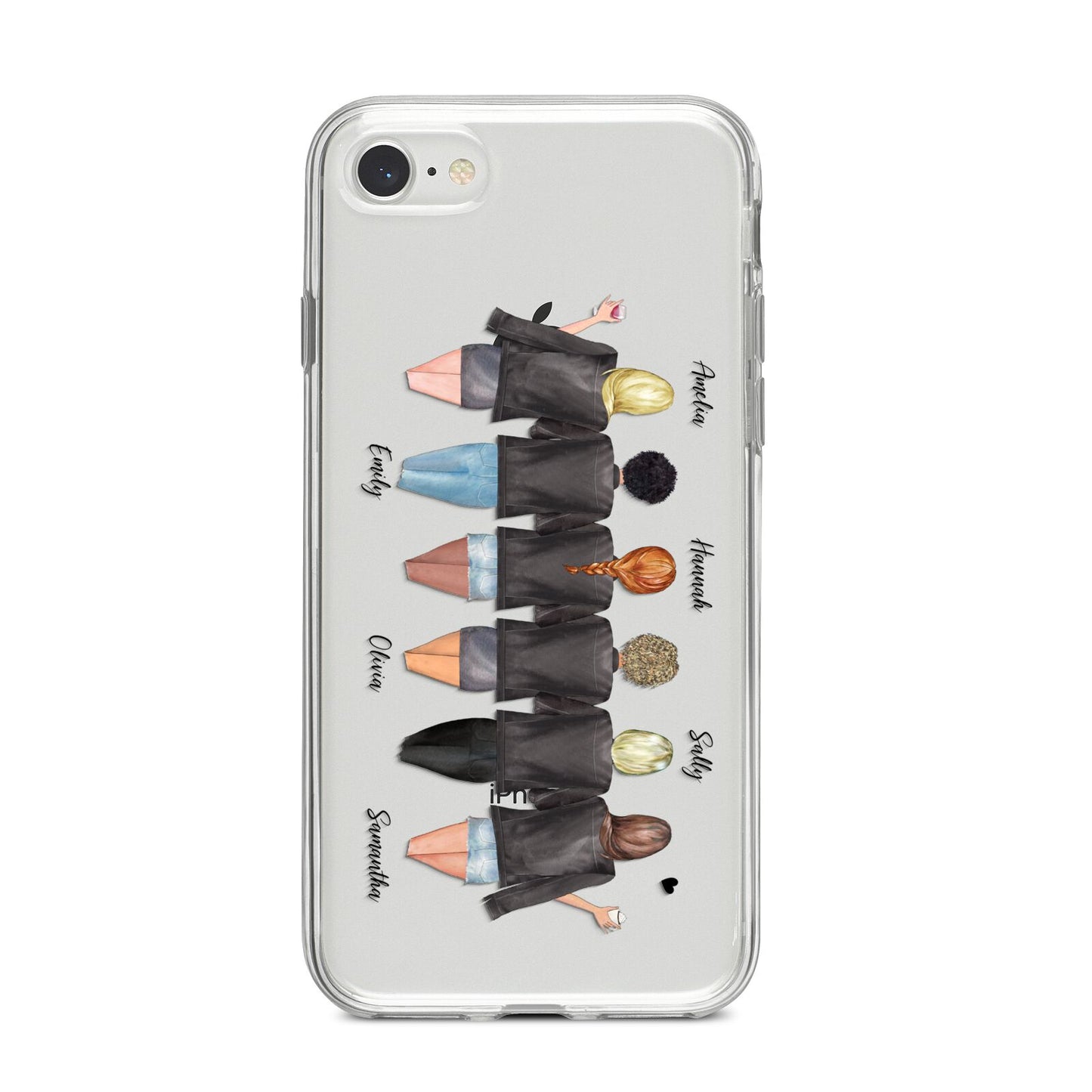 6 Best Friends with Names iPhone 8 Bumper Case on Silver iPhone