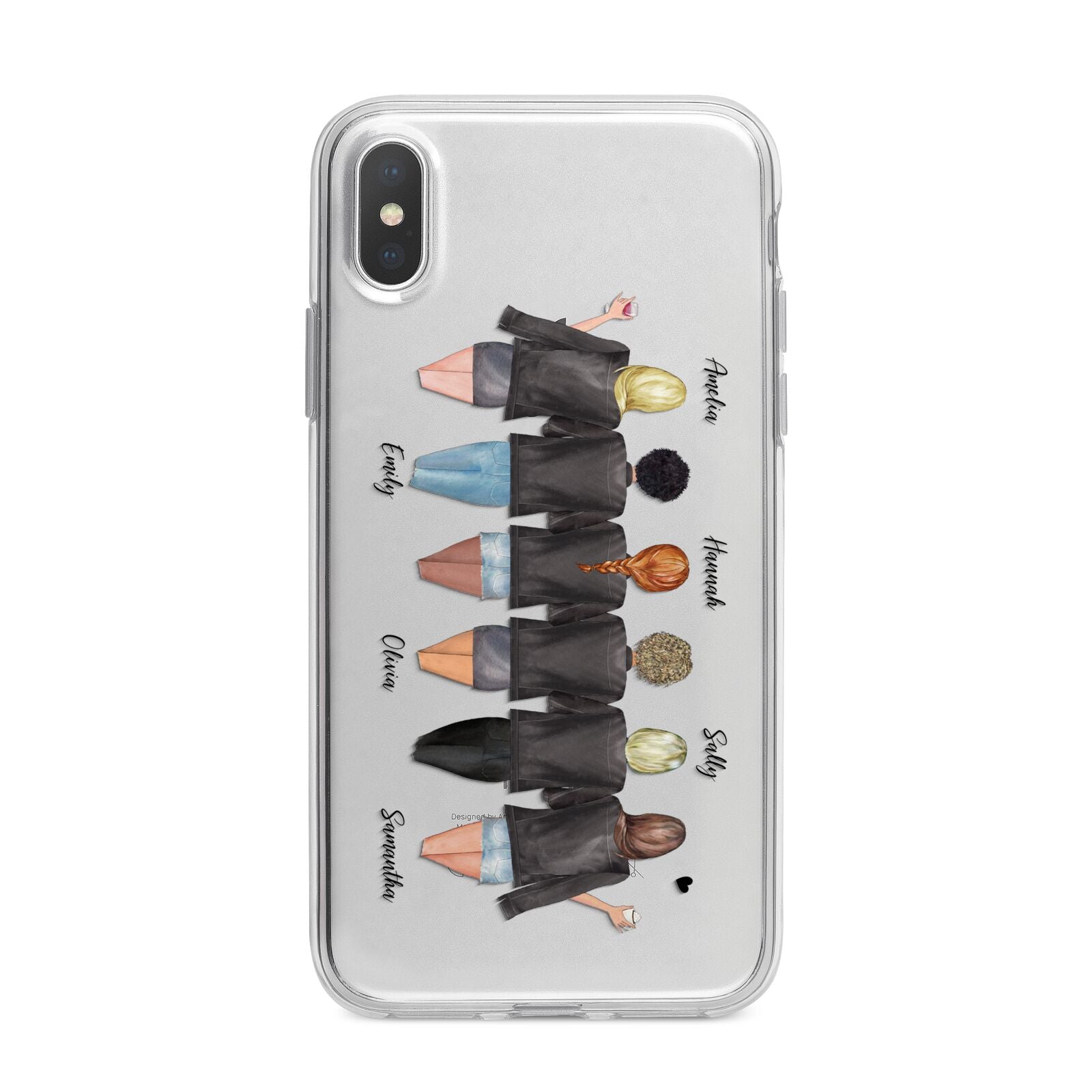 6 Best Friends with Names iPhone X Bumper Case on Silver iPhone Alternative Image 1