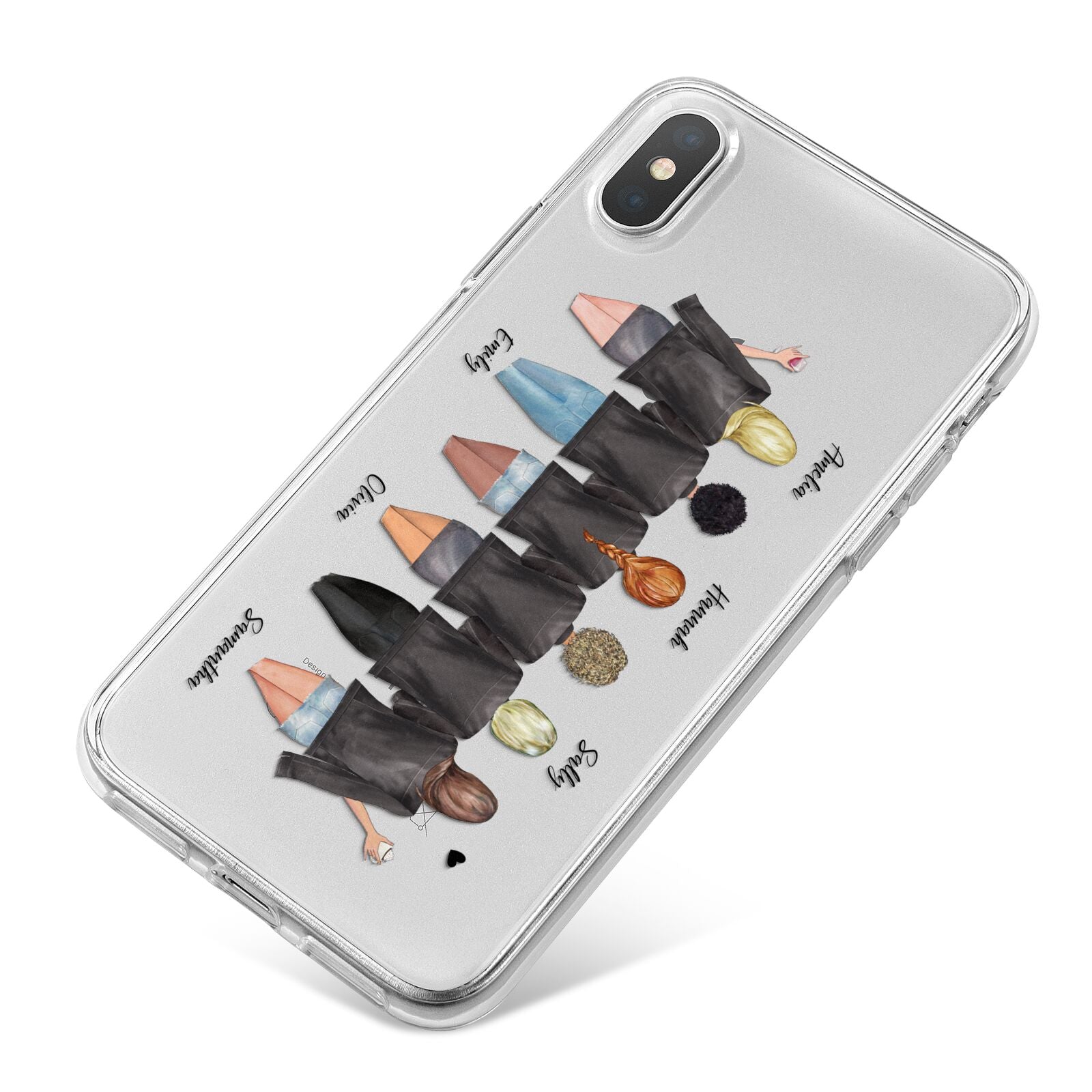 6 Best Friends with Names iPhone X Bumper Case on Silver iPhone