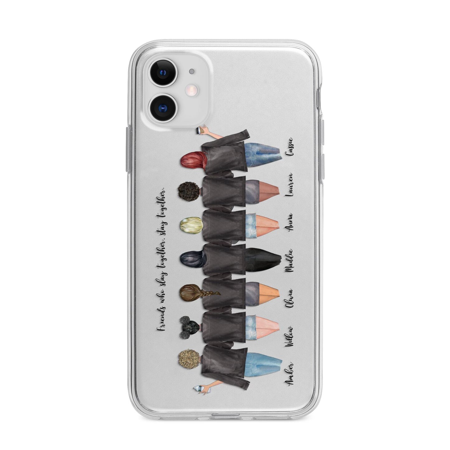 7 Best Friends with Names Apple iPhone 11 in White with Bumper Case