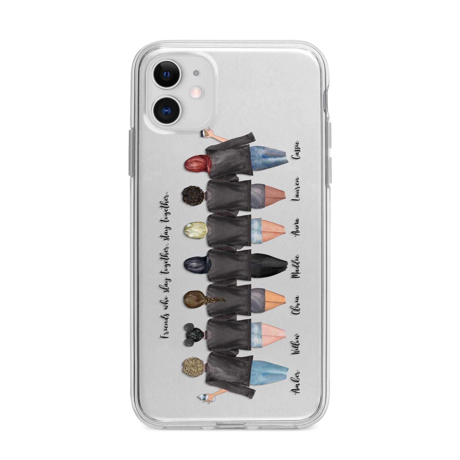 7 Best Friends with Names Apple iPhone 11 in White with Bumper Case