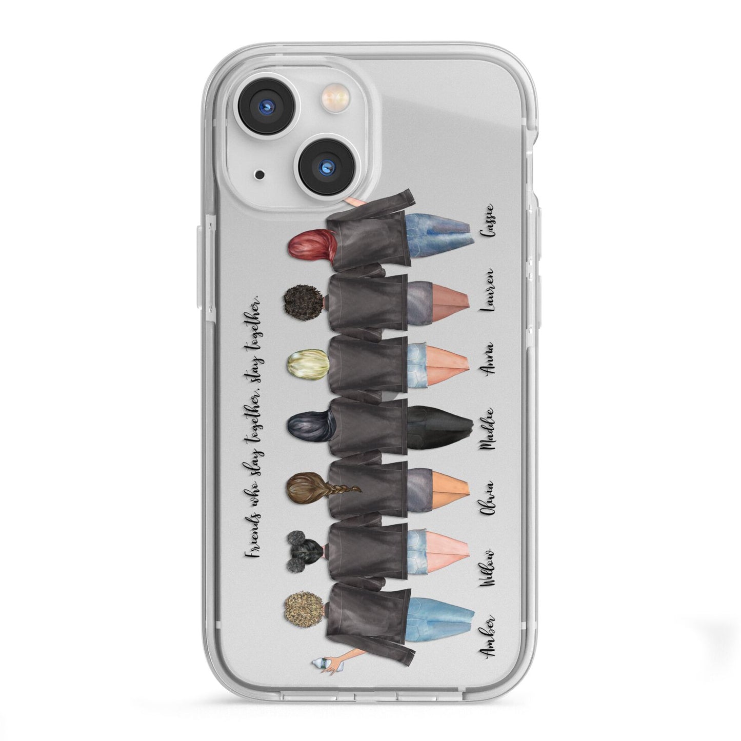 7 Best Friends with Names iPhone 13 Mini TPU Impact Case with White Edges