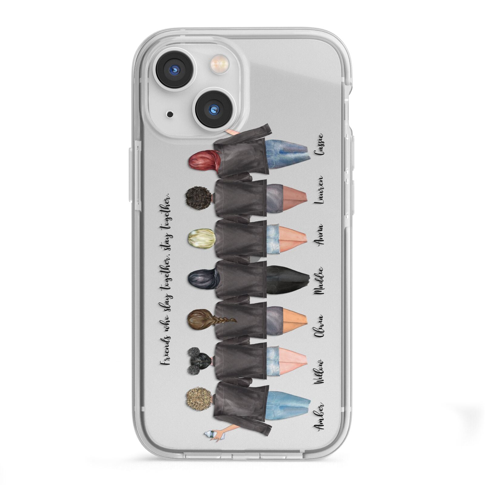 7 Best Friends with Names iPhone 13 Mini TPU Impact Case with White Edges