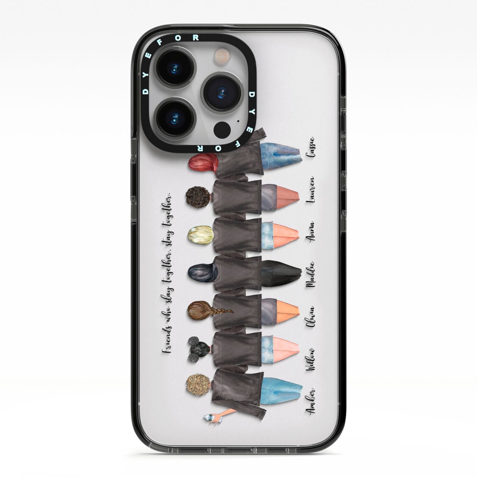 7 Best Friends with Names iPhone 13 Pro Black Impact Case on Silver phone