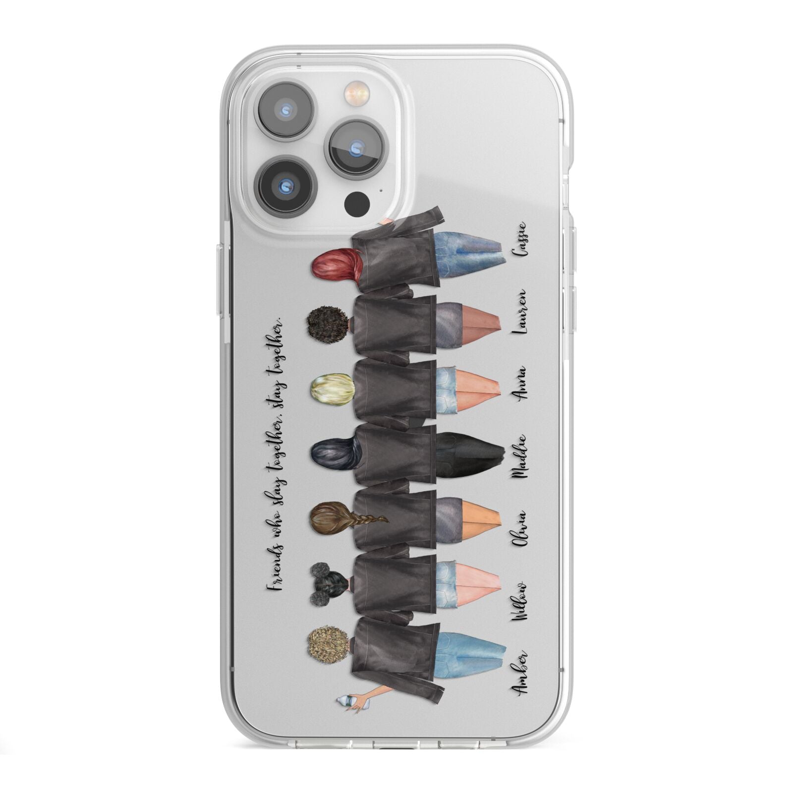 7 Best Friends with Names iPhone 13 Pro Max TPU Impact Case with White Edges