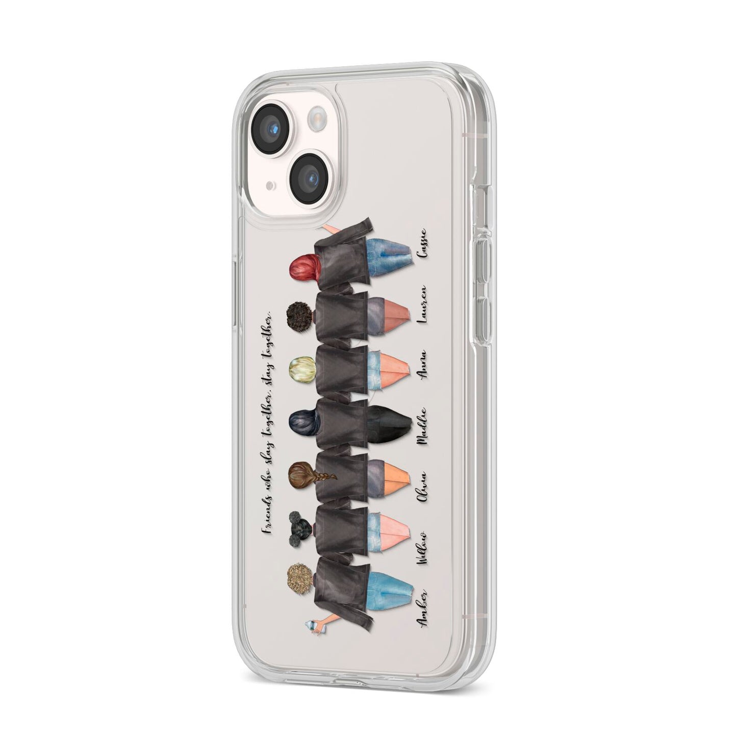 7 Best Friends with Names iPhone 14 Clear Tough Case Starlight Angled Image