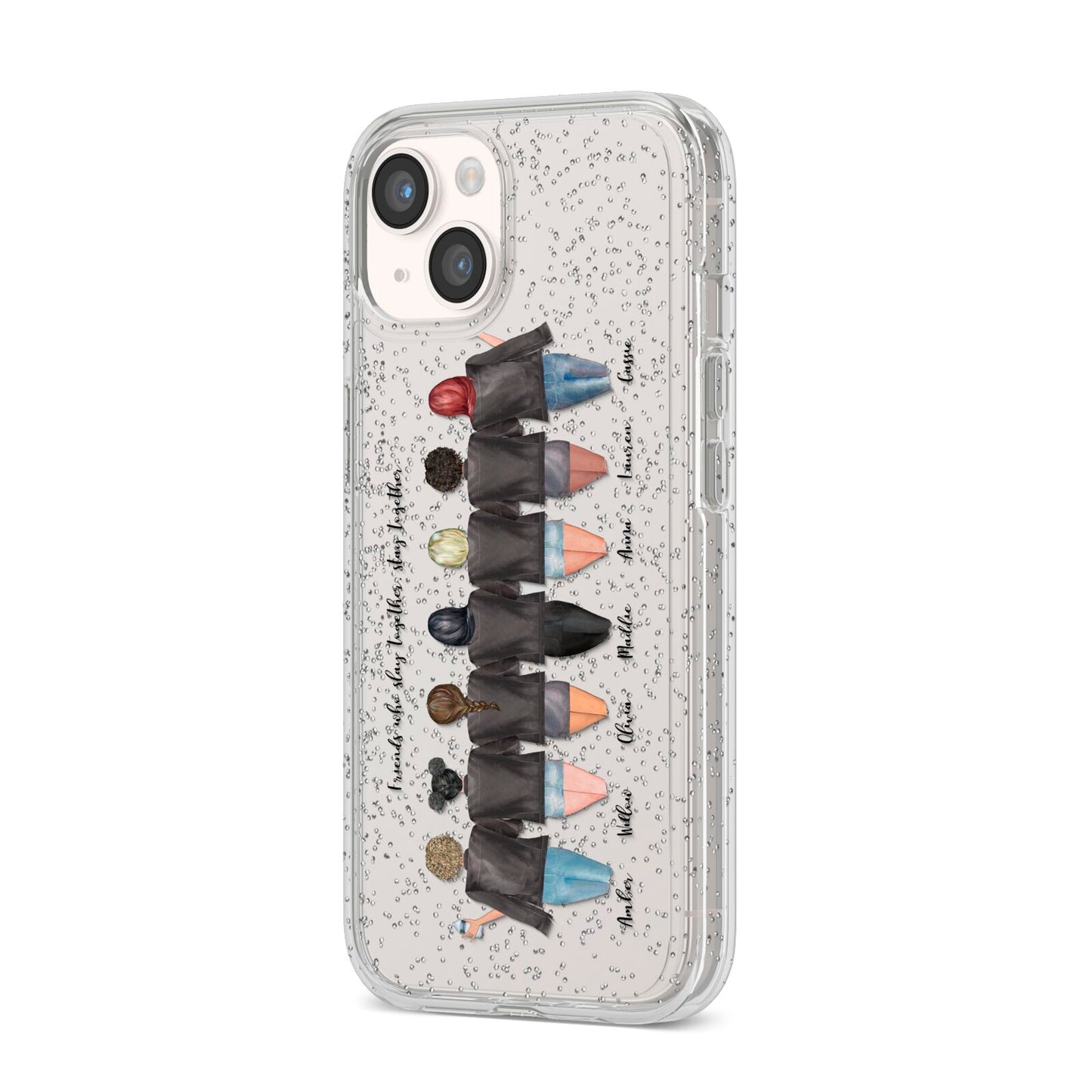 7 Best Friends with Names iPhone 14 Glitter Tough Case Starlight Angled Image