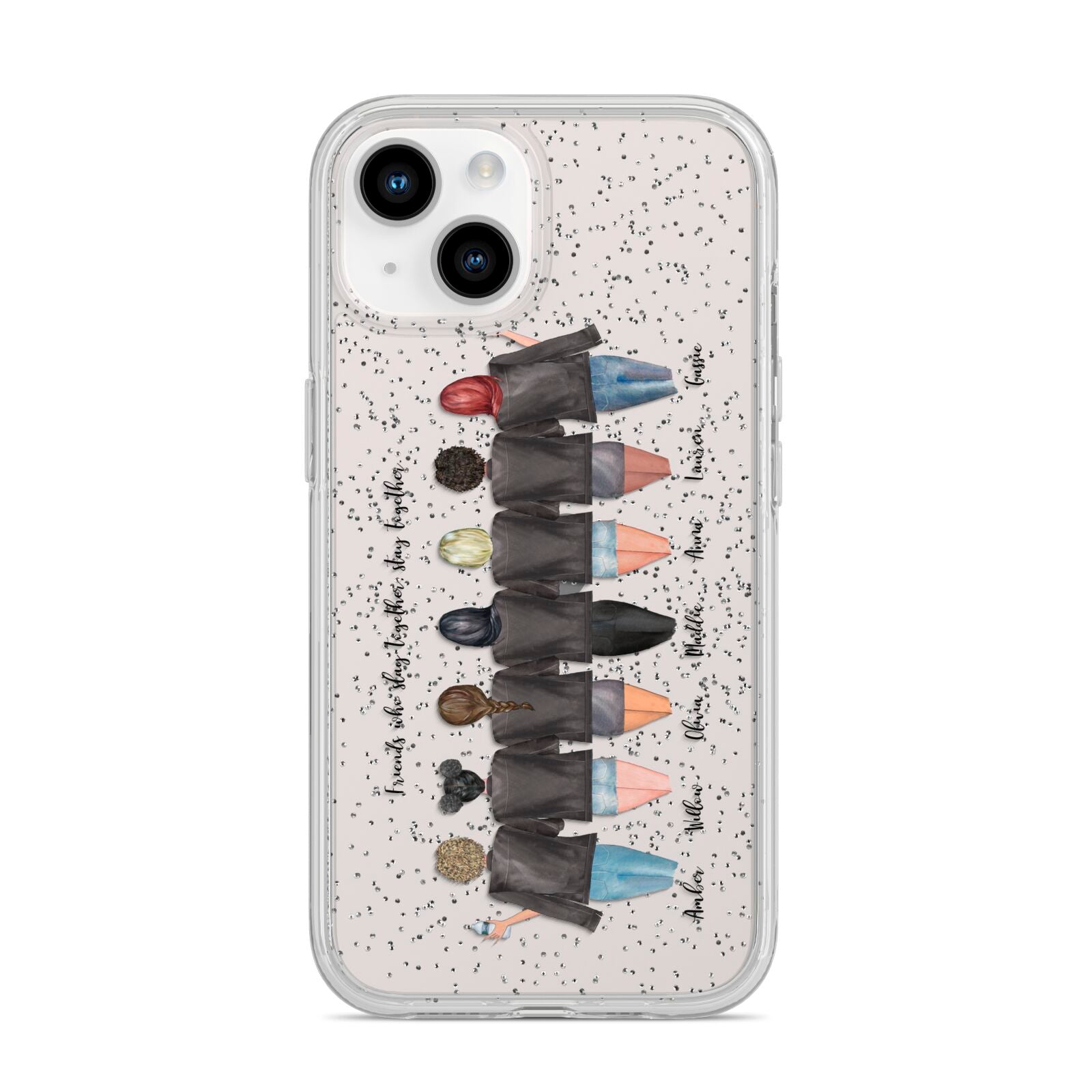 7 Best Friends with Names iPhone 14 Glitter Tough Case Starlight