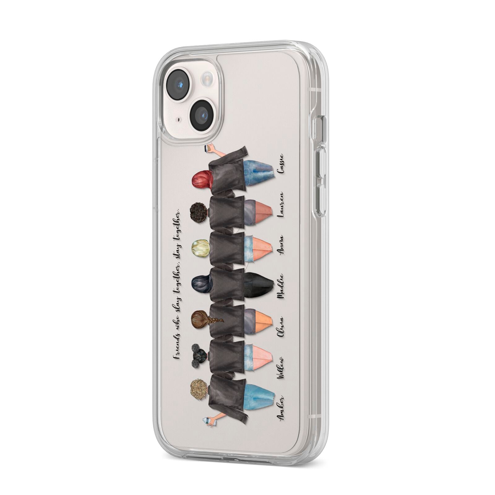 7 Best Friends with Names iPhone 14 Plus Clear Tough Case Starlight Angled Image