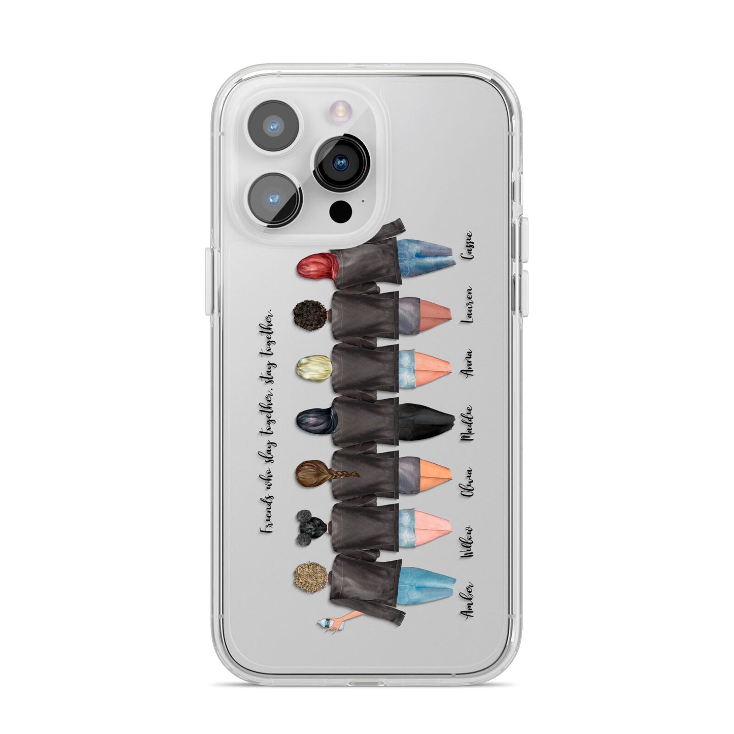 7 Best Friends with Names iPhone 14 Pro Max Clear Tough Case Silver