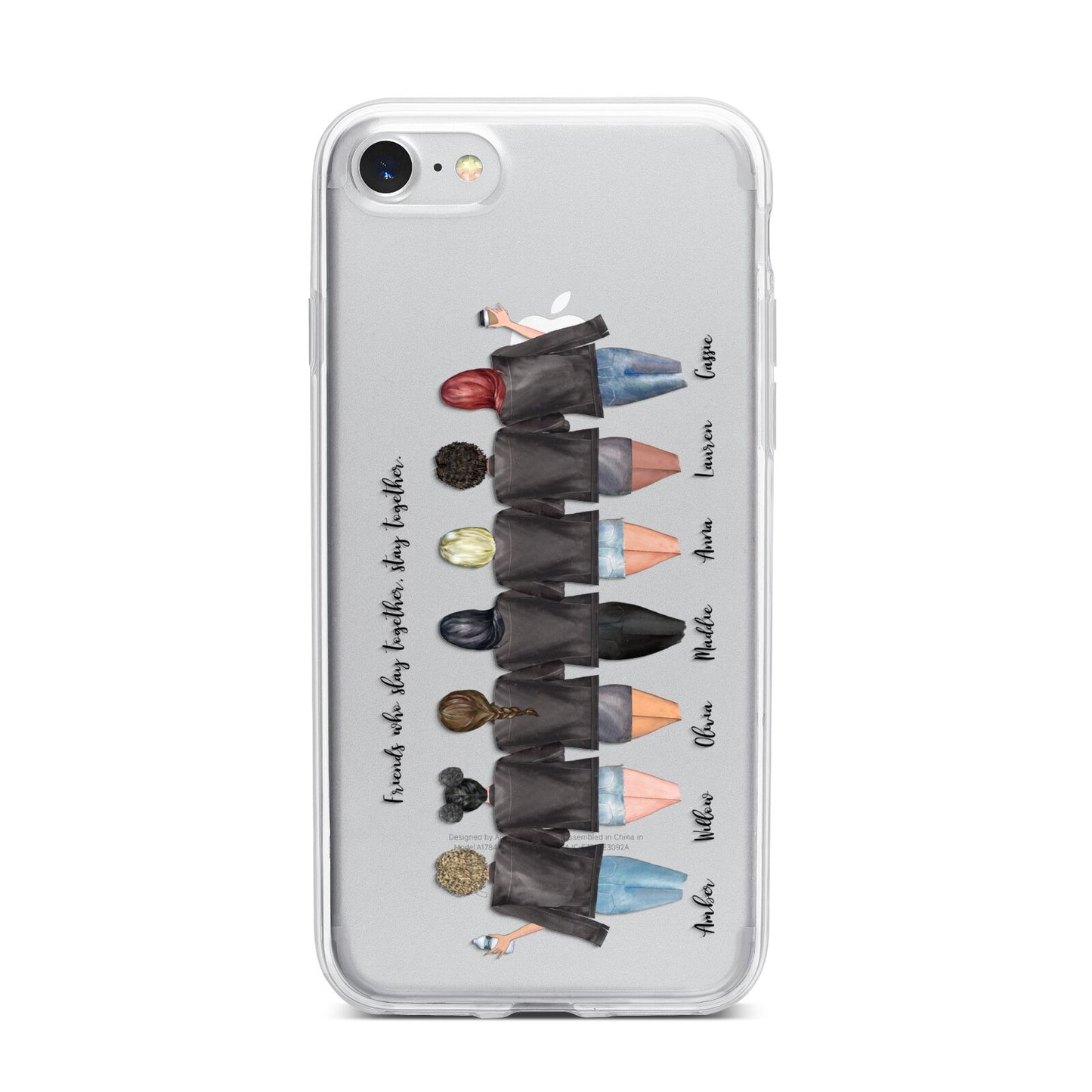 7 Best Friends with Names iPhone 7 Bumper Case on Silver iPhone