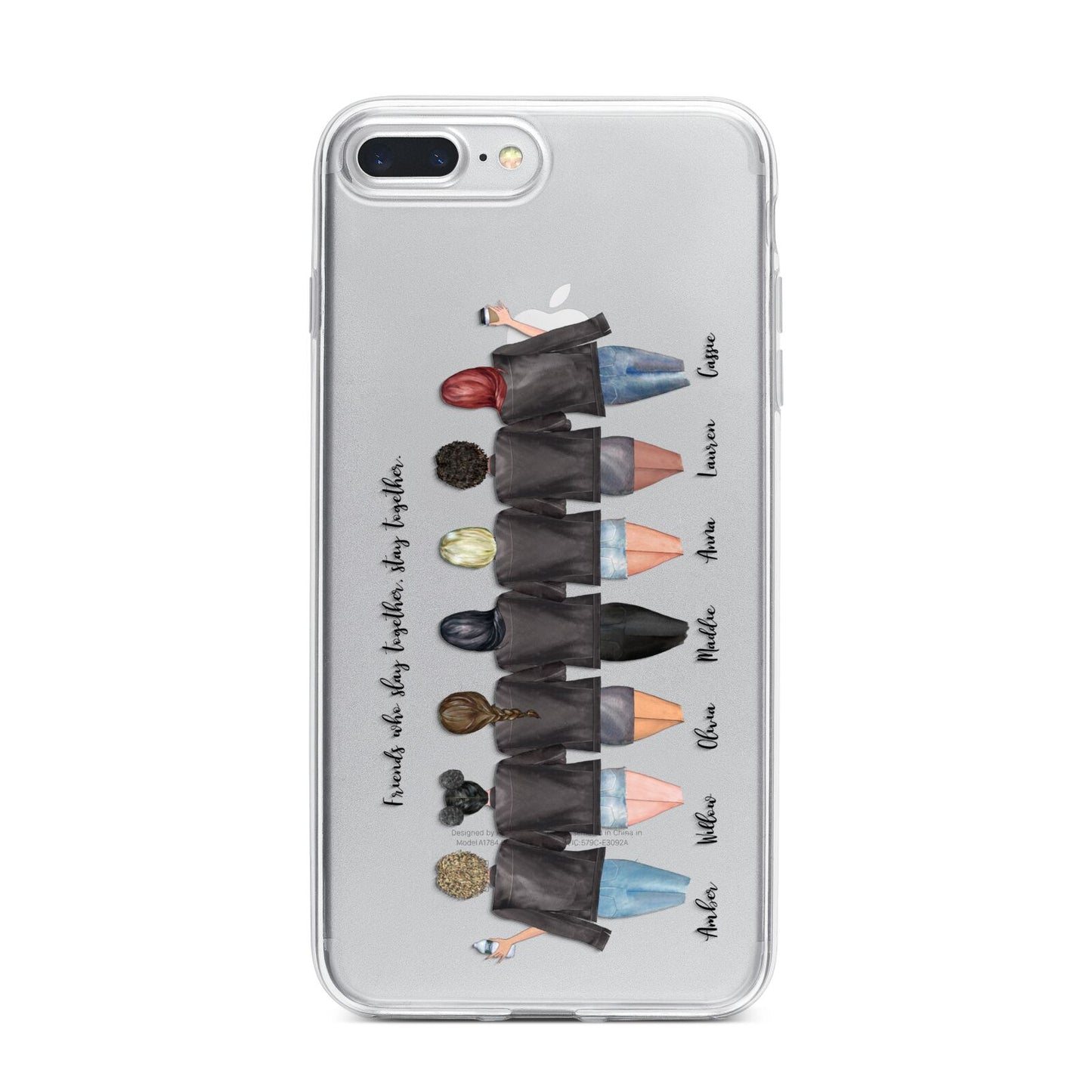 7 Best Friends with Names iPhone 7 Plus Bumper Case on Silver iPhone