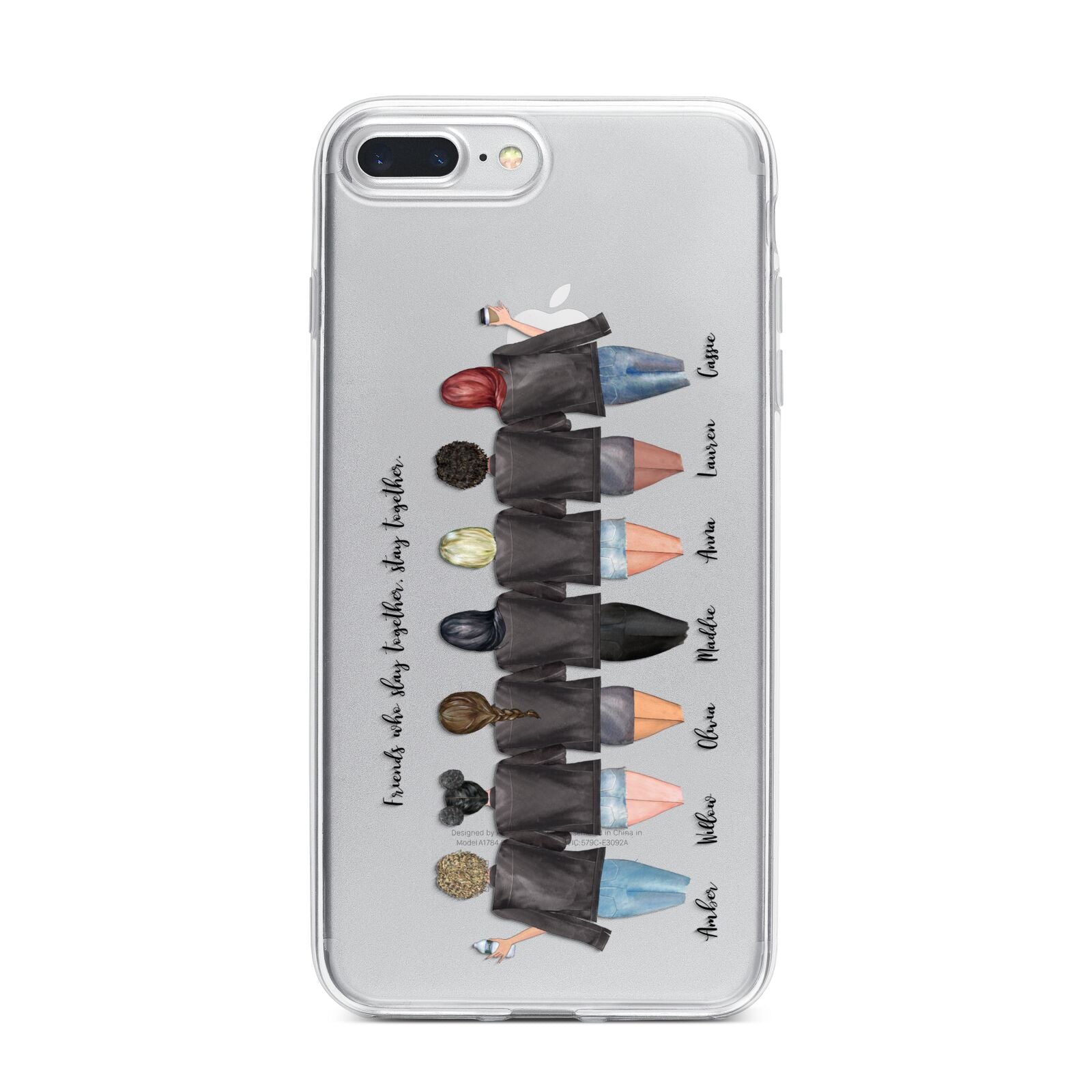 7 Best Friends with Names iPhone 7 Plus Bumper Case on Silver iPhone