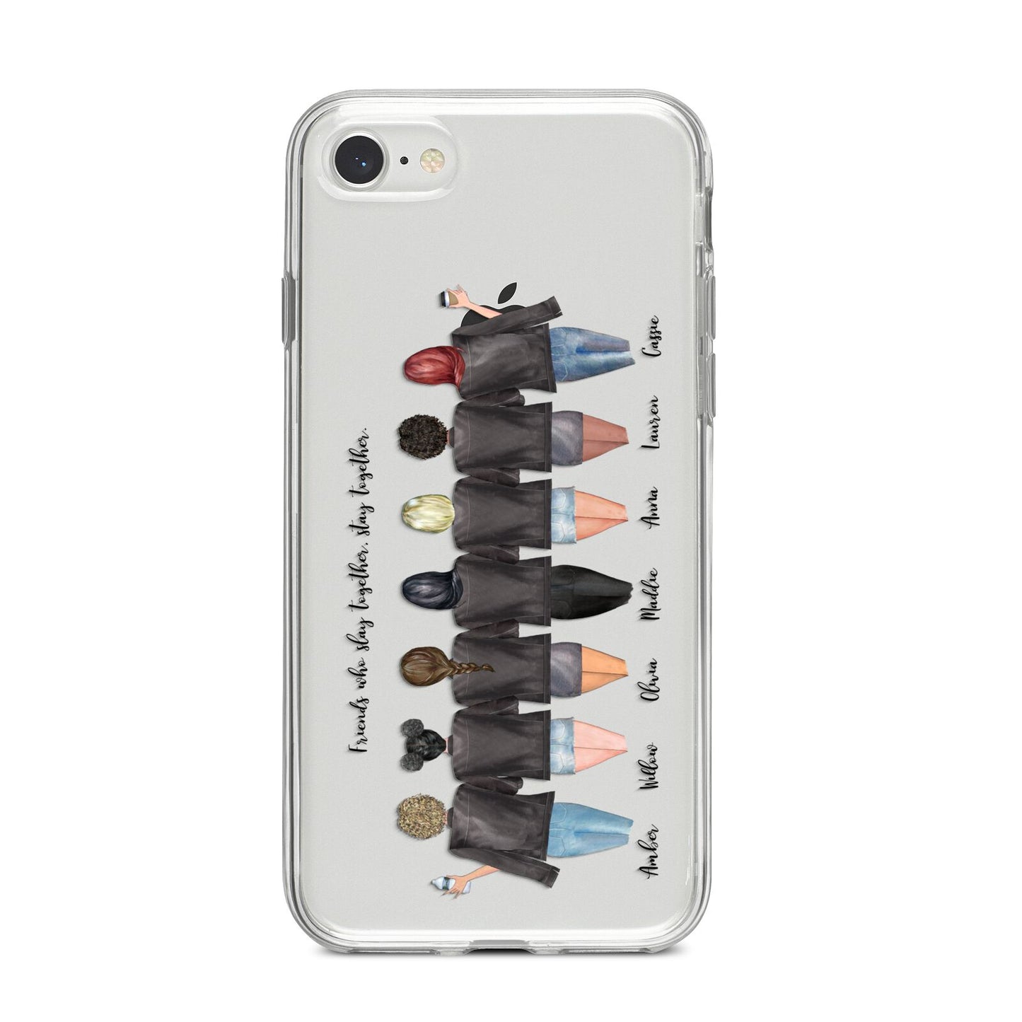 7 Best Friends with Names iPhone 8 Bumper Case on Silver iPhone