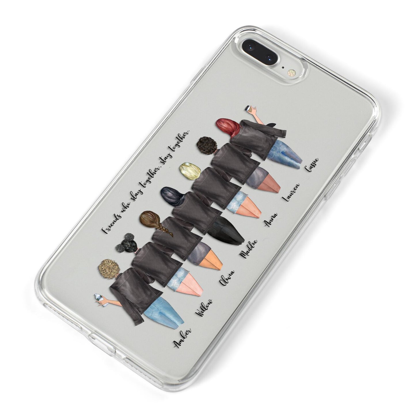 7 Best Friends with Names iPhone 8 Plus Bumper Case on Silver iPhone Alternative Image