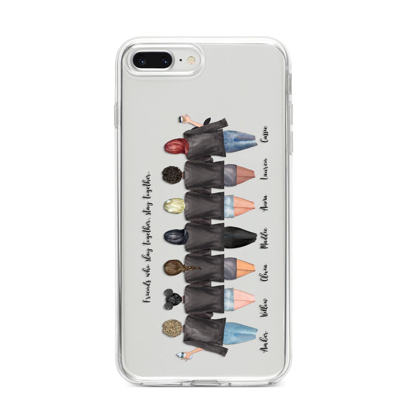 7 Best Friends with Names iPhone 8 Plus Bumper Case on Silver iPhone