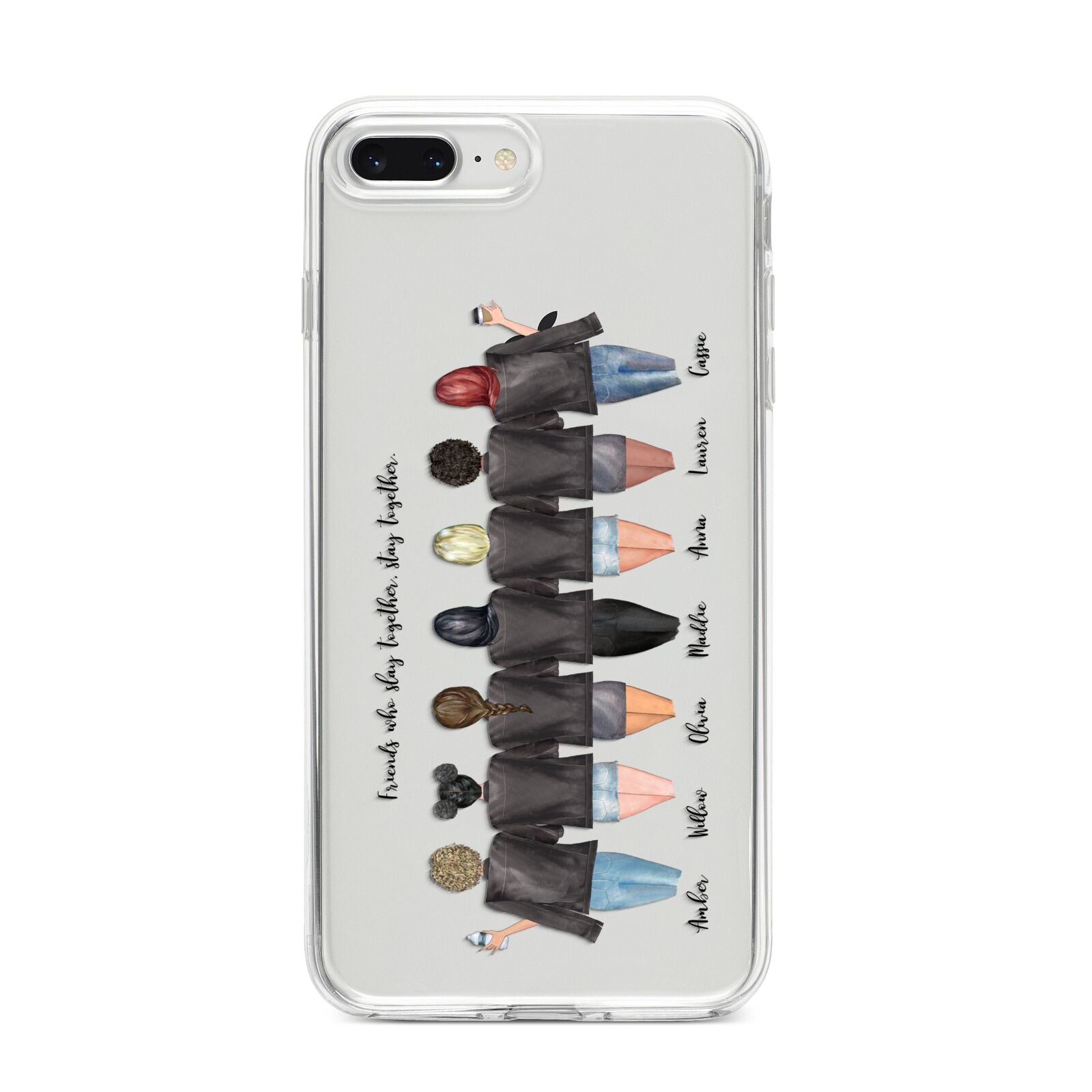 7 Best Friends with Names iPhone 8 Plus Bumper Case on Silver iPhone