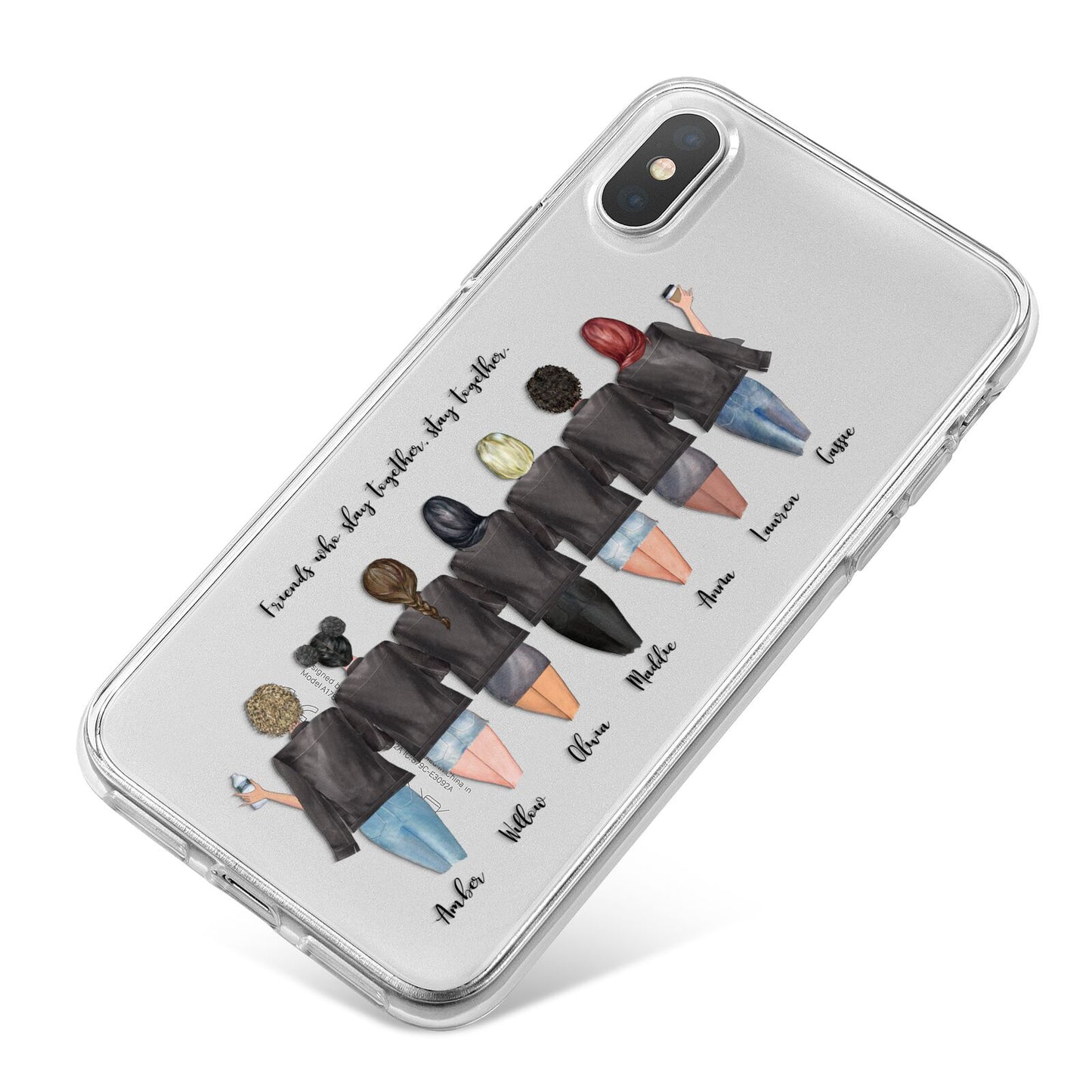 7 Best Friends with Names iPhone X Bumper Case on Silver iPhone