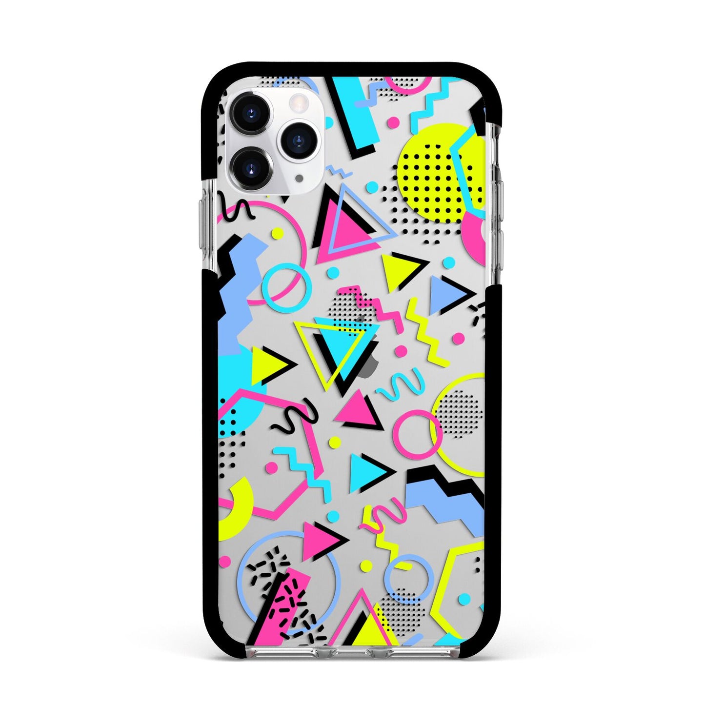 80s Retro Apple iPhone 11 Pro Max in Silver with Black Impact Case