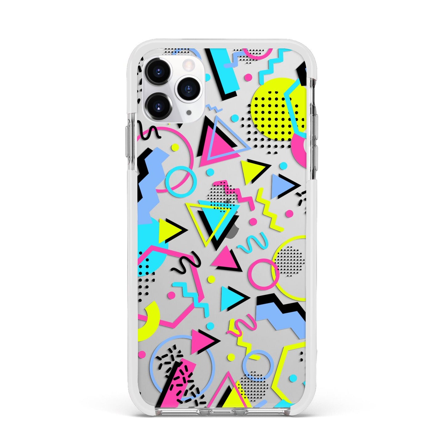 80s Retro Apple iPhone 11 Pro Max in Silver with White Impact Case