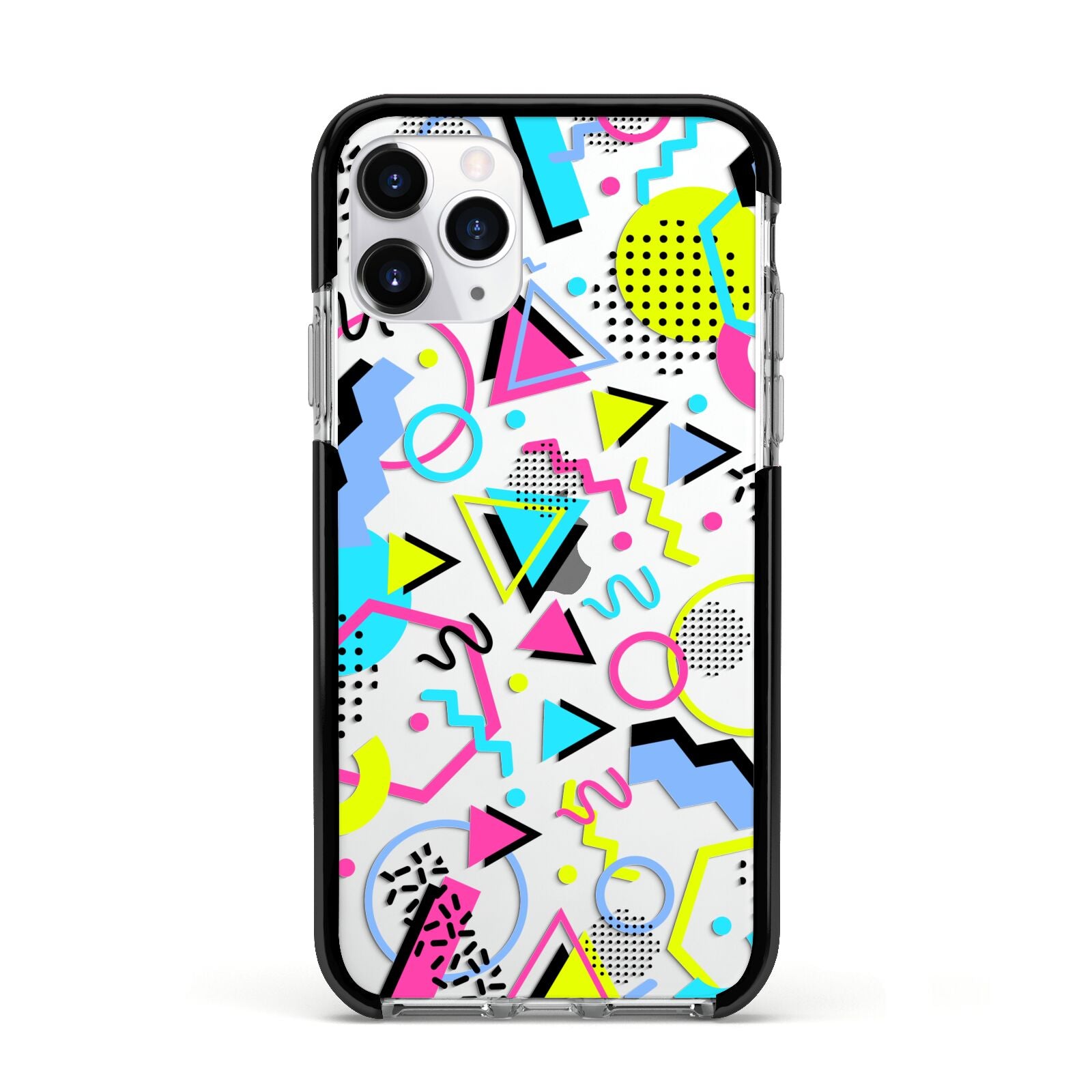 80s Retro Apple iPhone 11 Pro in Silver with Black Impact Case