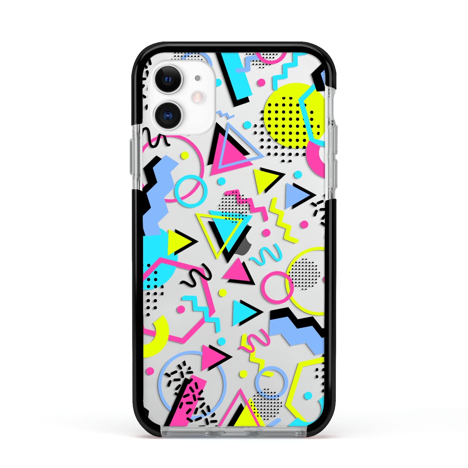 80s Retro Apple iPhone 11 in White with Black Impact Case