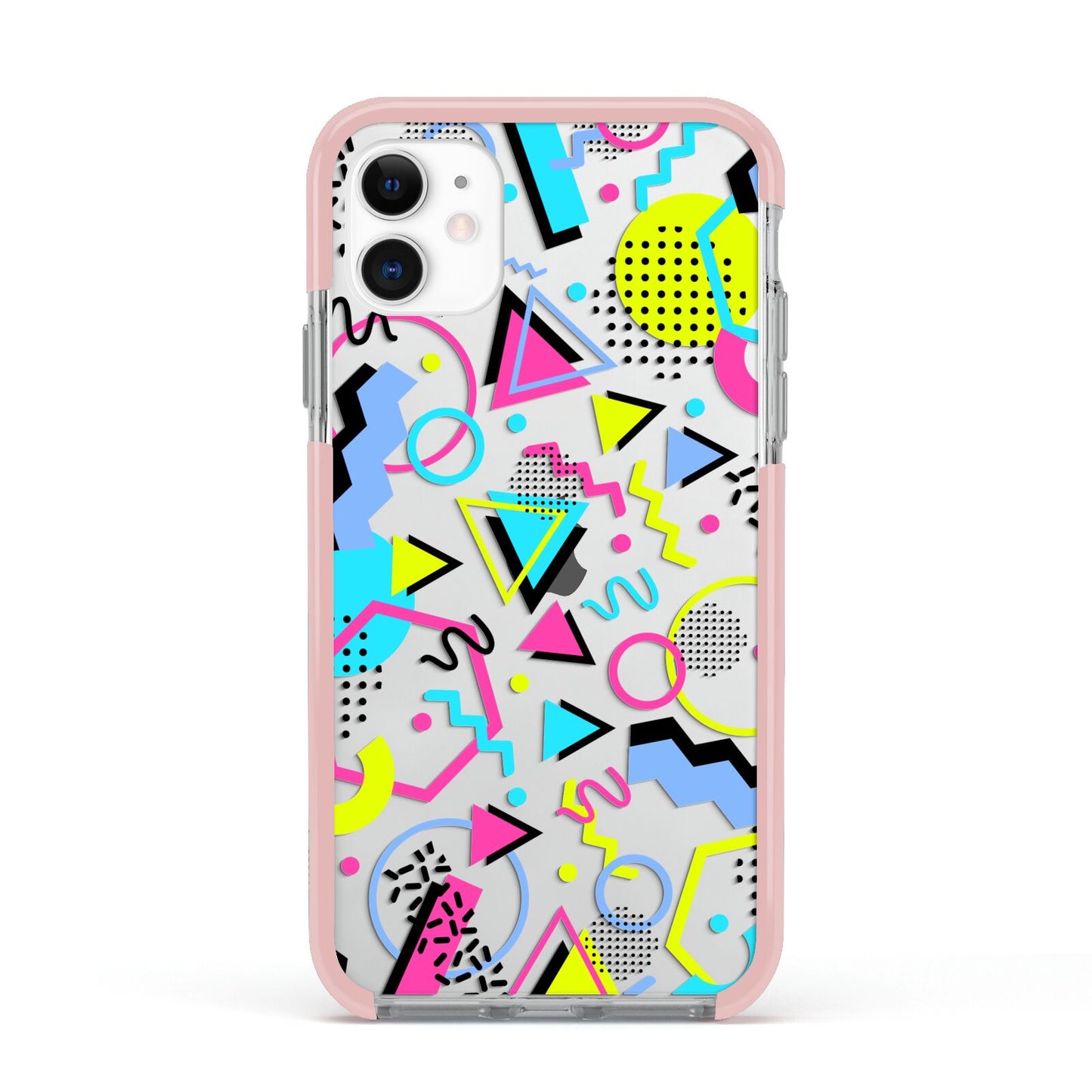 80s Retro Apple iPhone 11 in White with Pink Impact Case