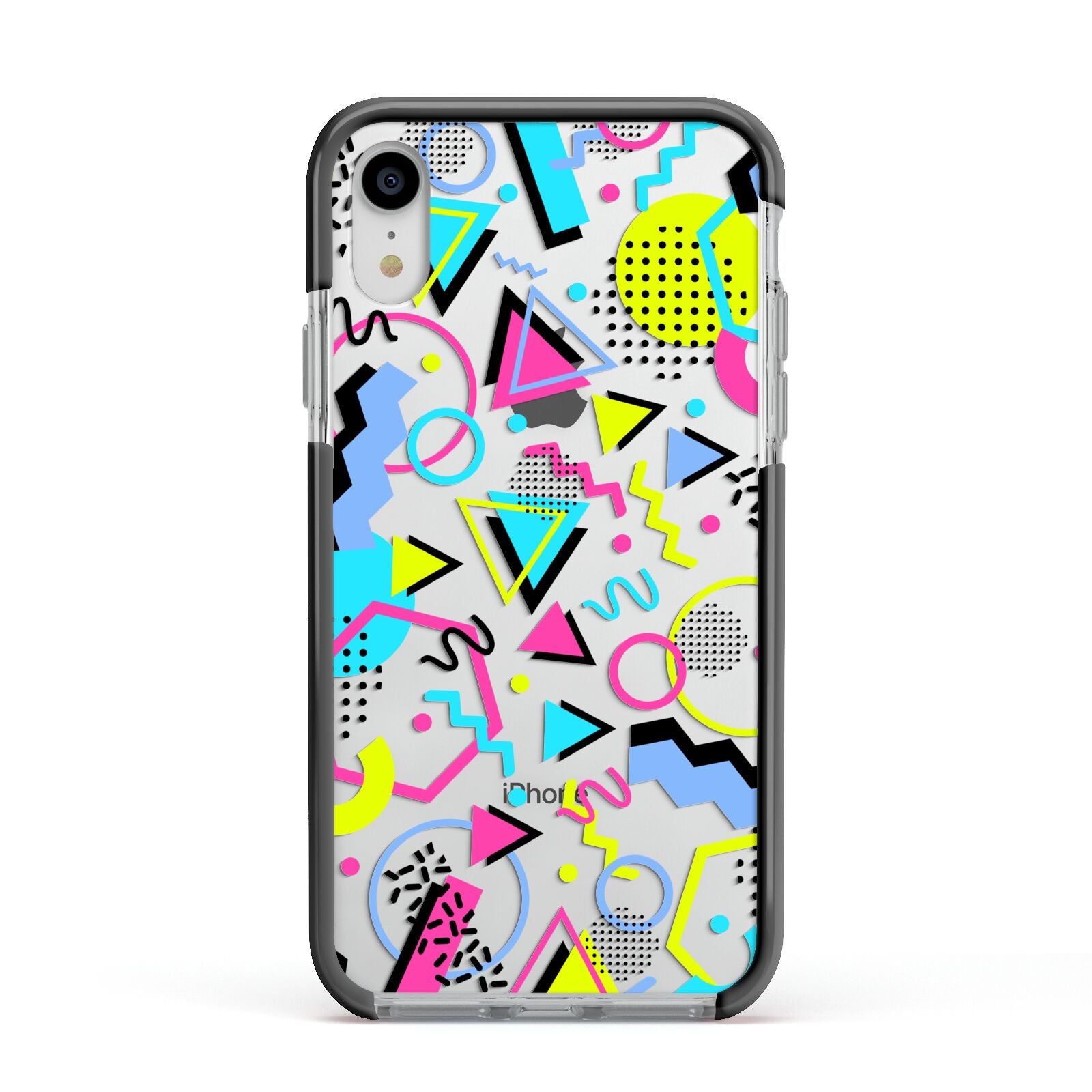 80s Retro Apple iPhone XR Impact Case Black Edge on Silver Phone