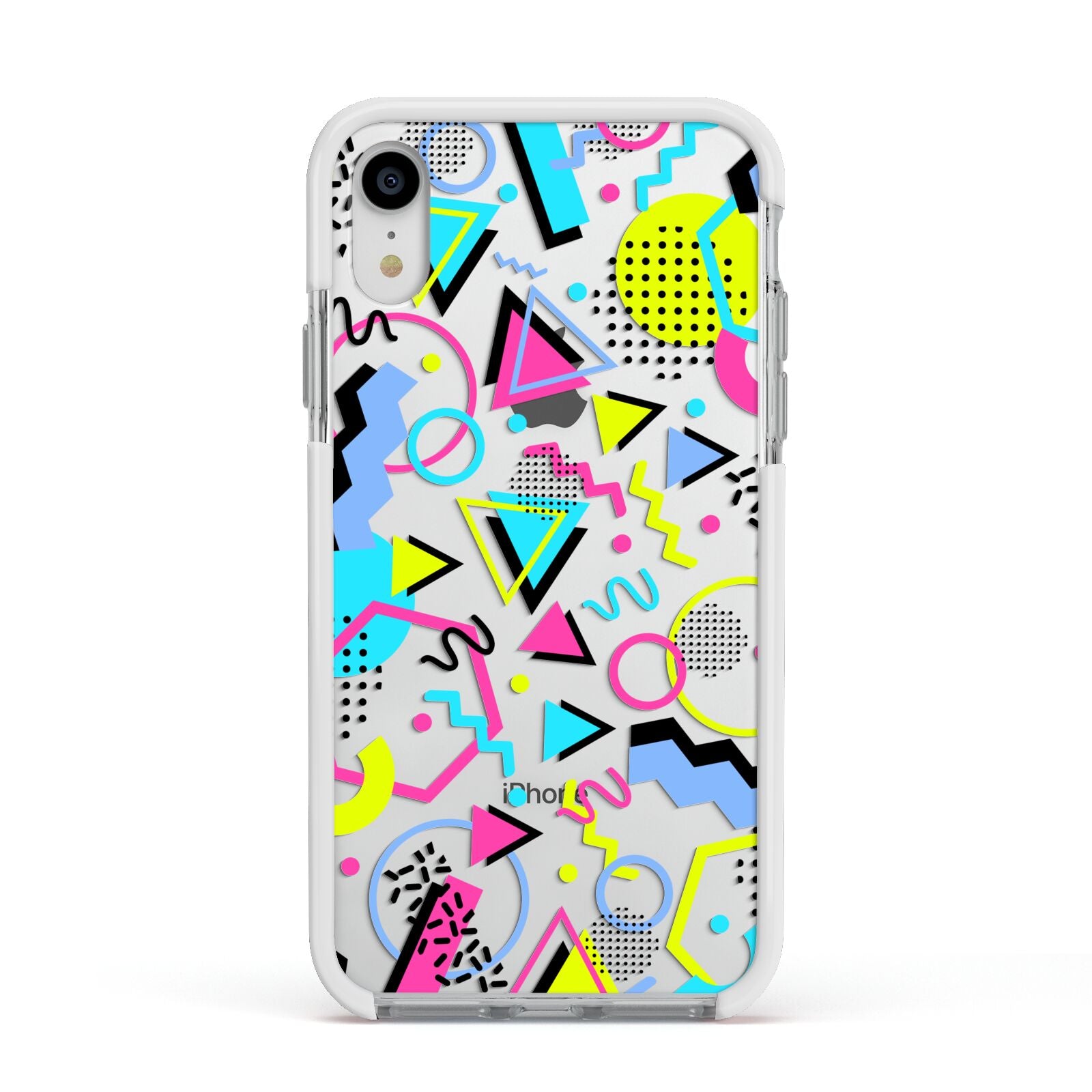 80s Retro Apple iPhone XR Impact Case White Edge on Silver Phone